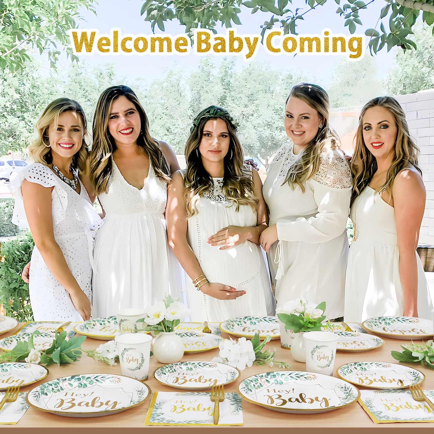 125-Piece Sage Green Baby Shower Tableware Set - Gender Neutral Paper Plates, Cups, Napkins & Forks for 25 Guests | Perfect for Baby Shower Decorations, Gender Reveal Parties & Coed Celebrations