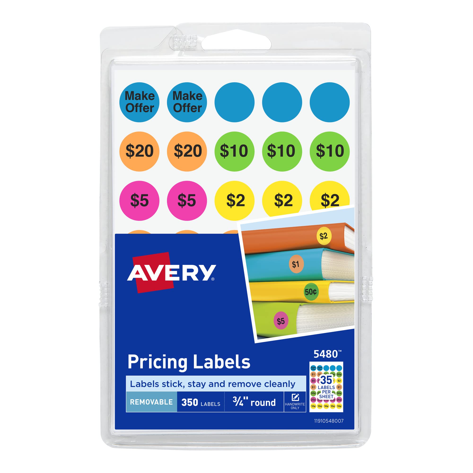 Avery Neon Garage Sale Labels 0.75