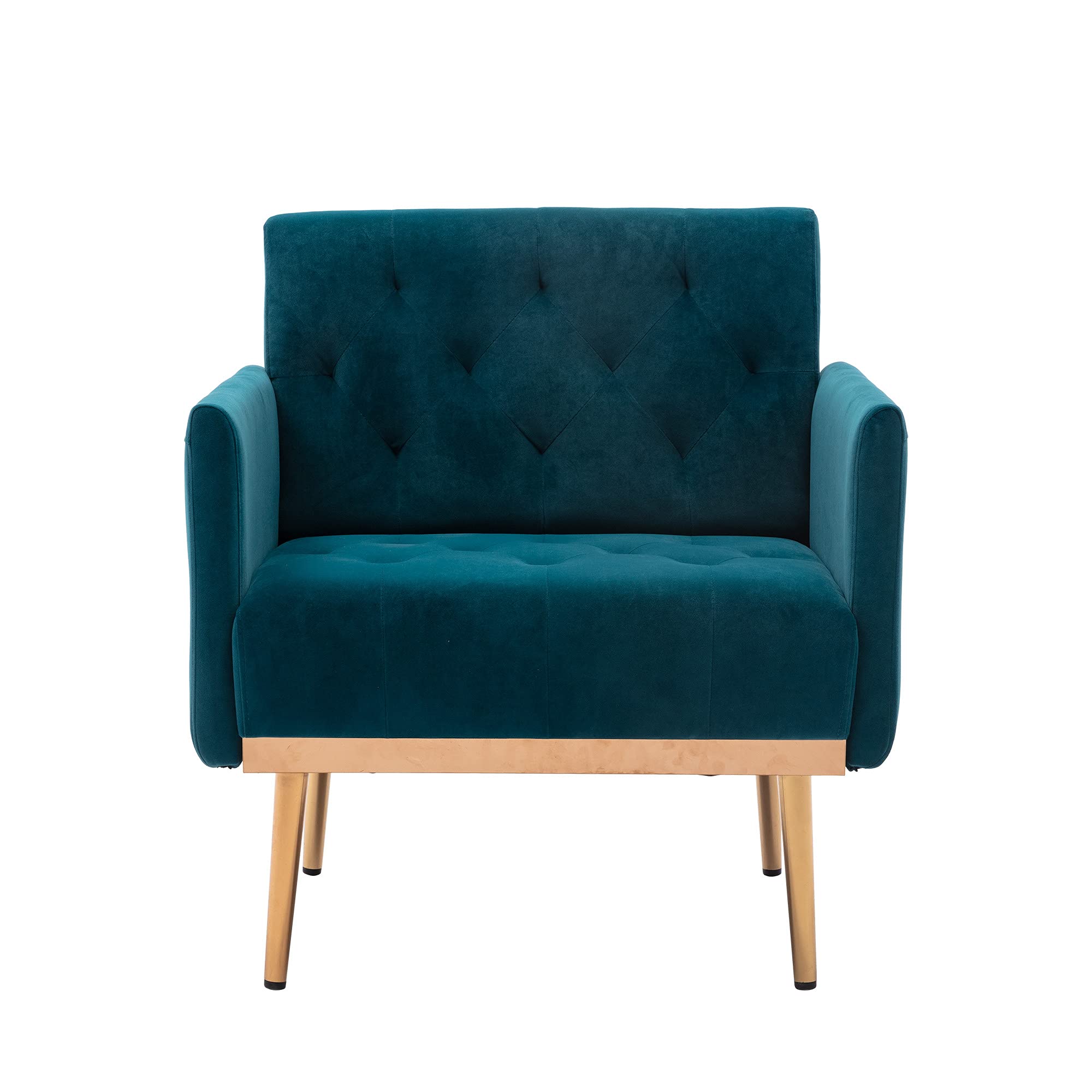 Luxury Velvet Accent Chair - Modern Tufted Upholstered Armchair for Living Room, Bedroom & Lounge - Comfy Single Sofa Chair with Wide Throne Design - Perfect for Reading, Relaxing & Home Decor (Teal Blue)