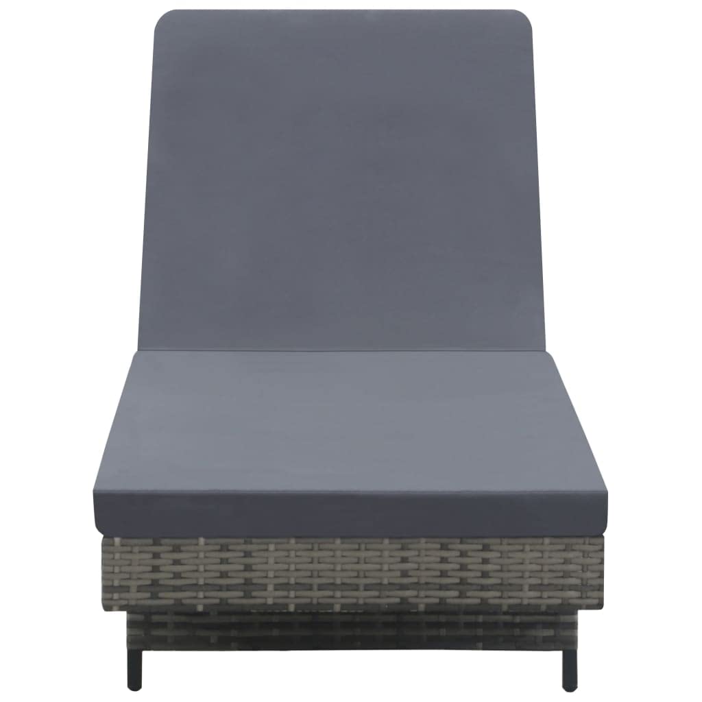 Premium CHARMMA Sun Lounger with Wheels & Cushion - Durable Poly Rattan in Anthracite - Perfect for Poolside, Patio, and Outdoor Relaxation