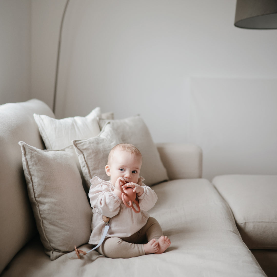 Mushie Organic Baby Rattle Teether Toy - Safe & Non-Toxic for Newborns & Infants - Perfect for Soothing Sore Gums & Sensory Play