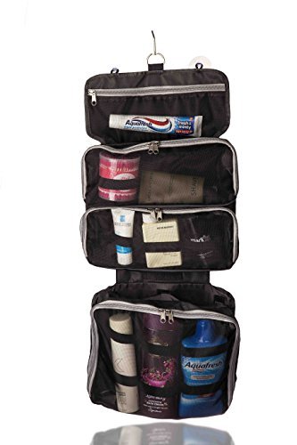 LeanPac Hanging Toiletry Bag for Travel - Waterproof Makeup Organizer & Wash Bag for Women & Men - Perfect for Airplane, Camping & Gym Essentials