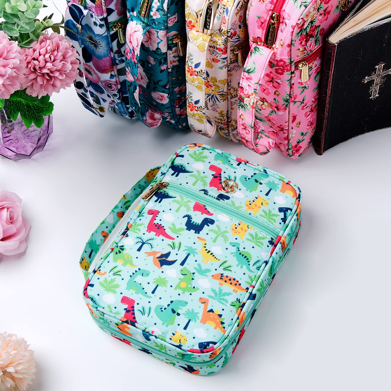 Floral Bible Cover with Handle - Fits Standard Size Bibles 9