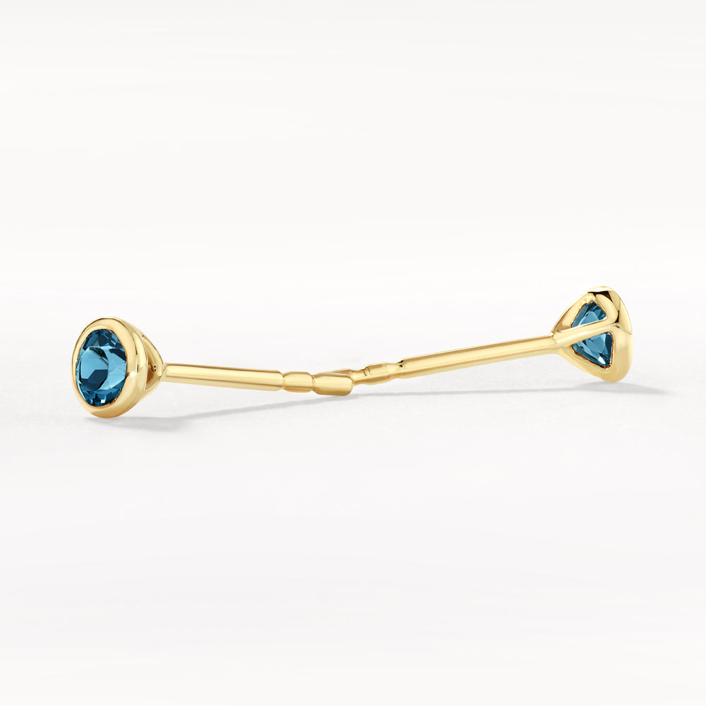 10k Gold Blue Topaz Bezel Stud Earrings - Elegant Jewelry for Women, Perfect for Weddings, Parties & Everyday Wear