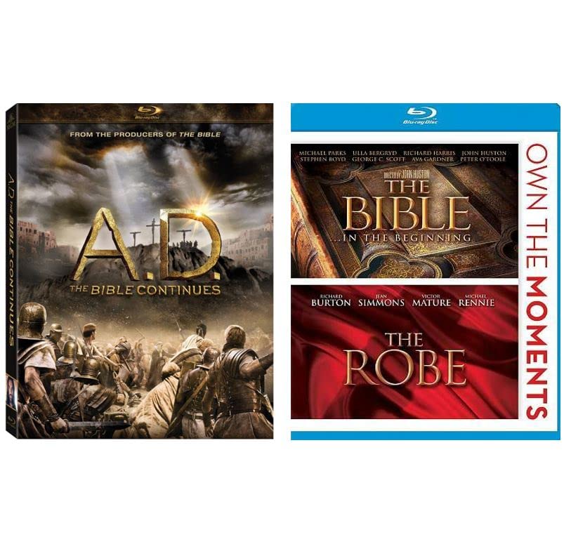 Biblical Epic Movies & Series Blu-ray Collection: The Robe (1953), The Bible: In the Beginning (1966), A.D. The Bible Continues Complete Miniseries (2015) | Christian Film Classics for Family Movie Night & Bible Study Groups