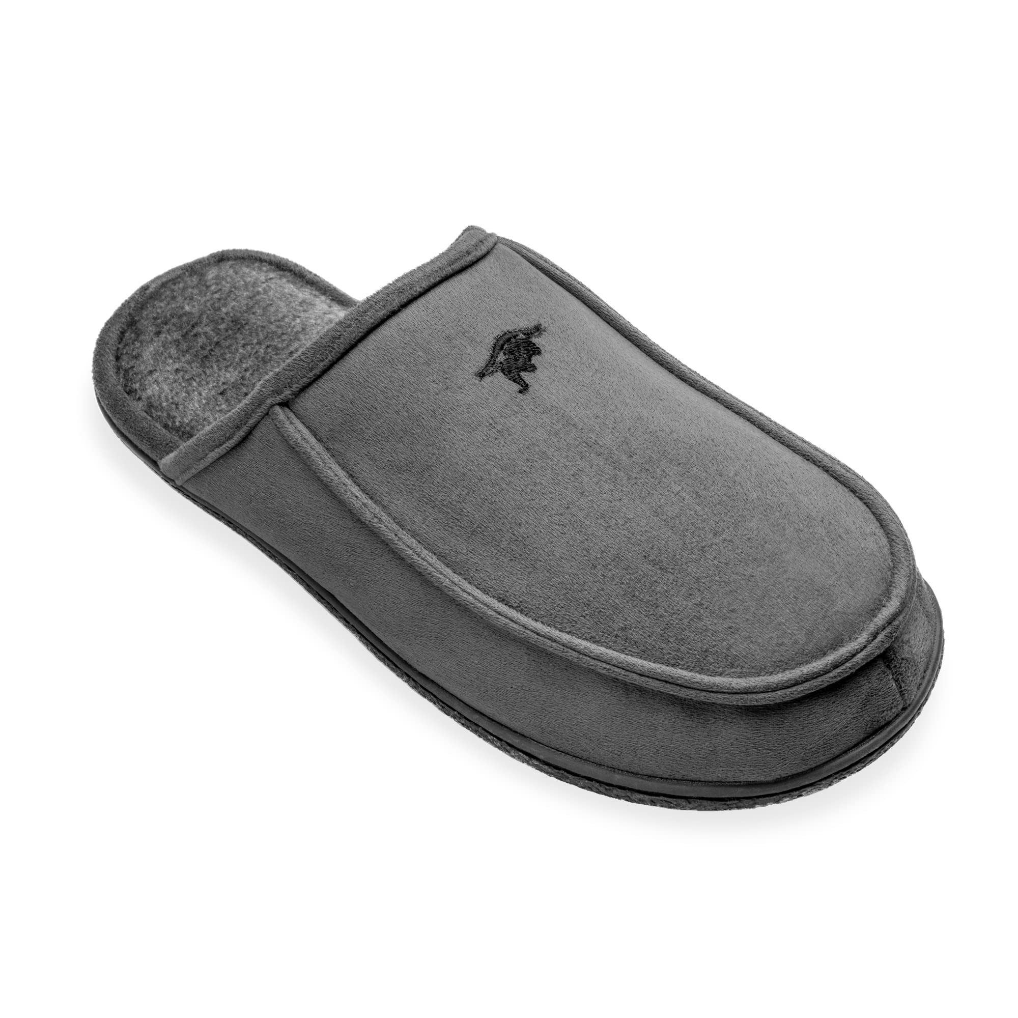 **Men's Memory Foam Slippers - Suede Plush Lined Indoor/Outdoor Clogs - Orthotic Support House Shoes for Comfort & Relaxation at Home, Office, or Travel**