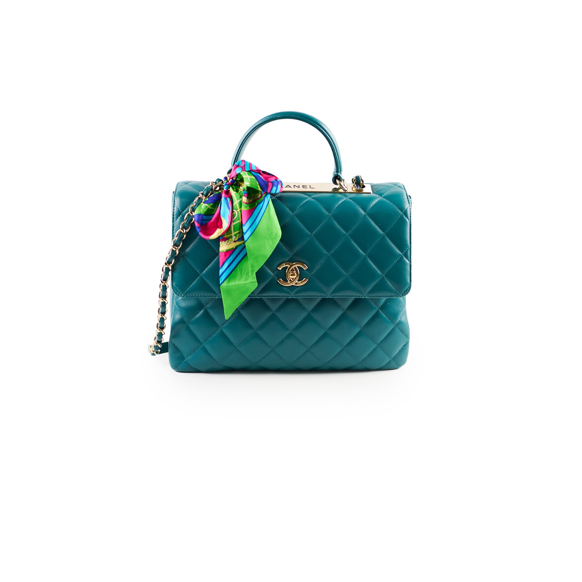 Chanel Large Trendy CC Lambskin Turquoise Handbag - 20 Series Luxury Designer Shoulder Bag for Women | Perfect for Parties, Weddings & Special Occasions