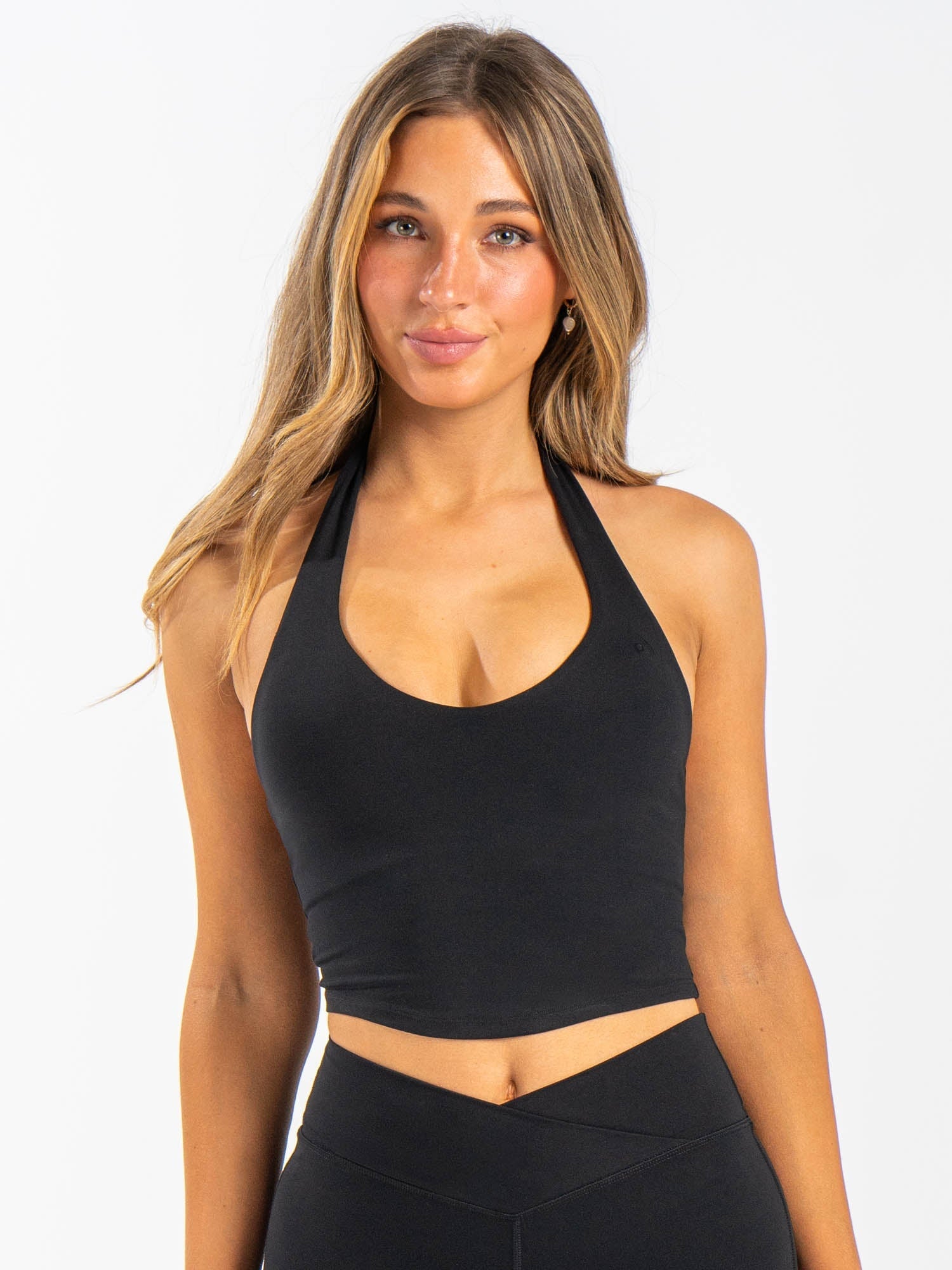 NKD Halter Shelf Tank Top - Black | Women's Fashion Crop Top for Summer, Beach, and Casual Wear