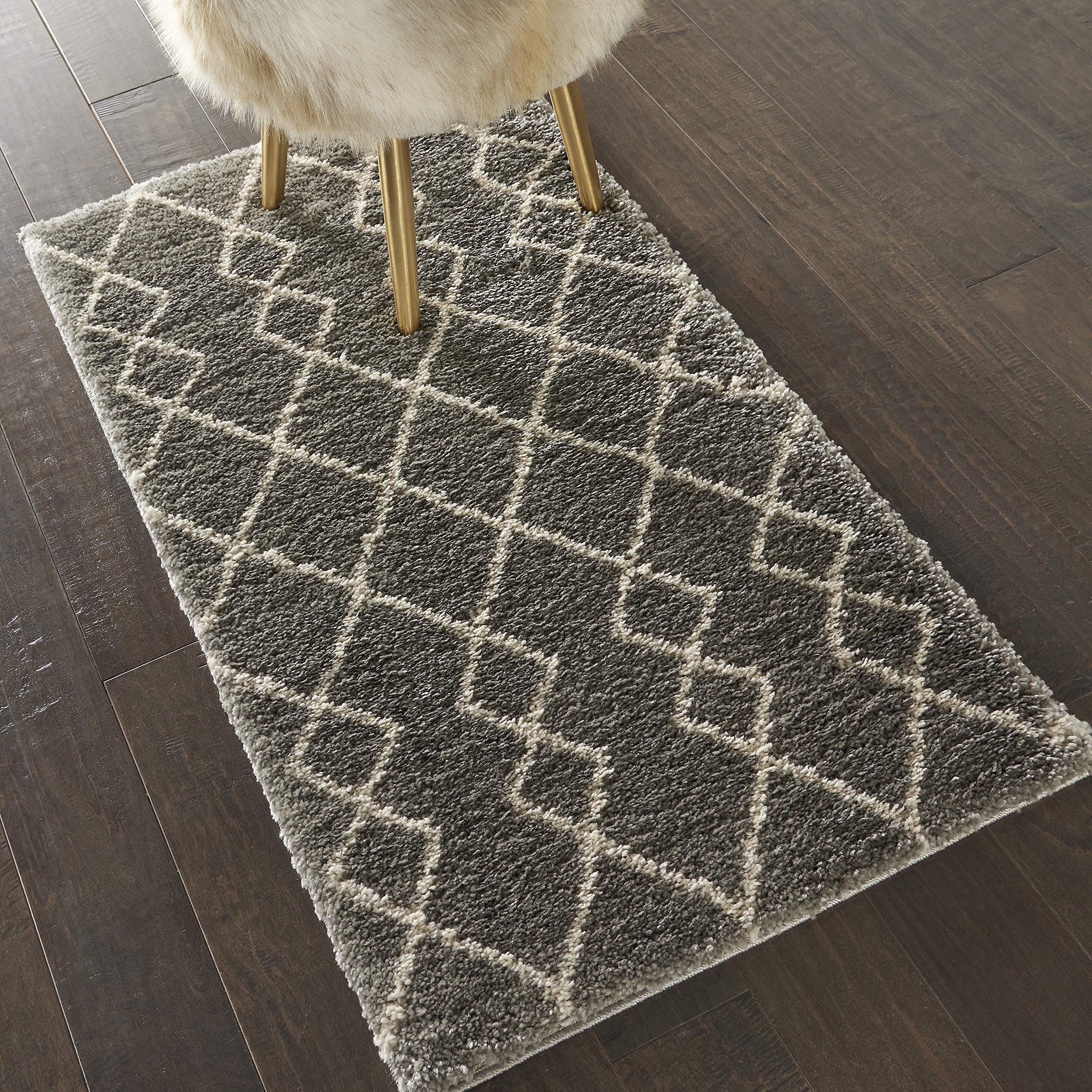 Nourison Geometric Shag Moroccan Silver 2'2