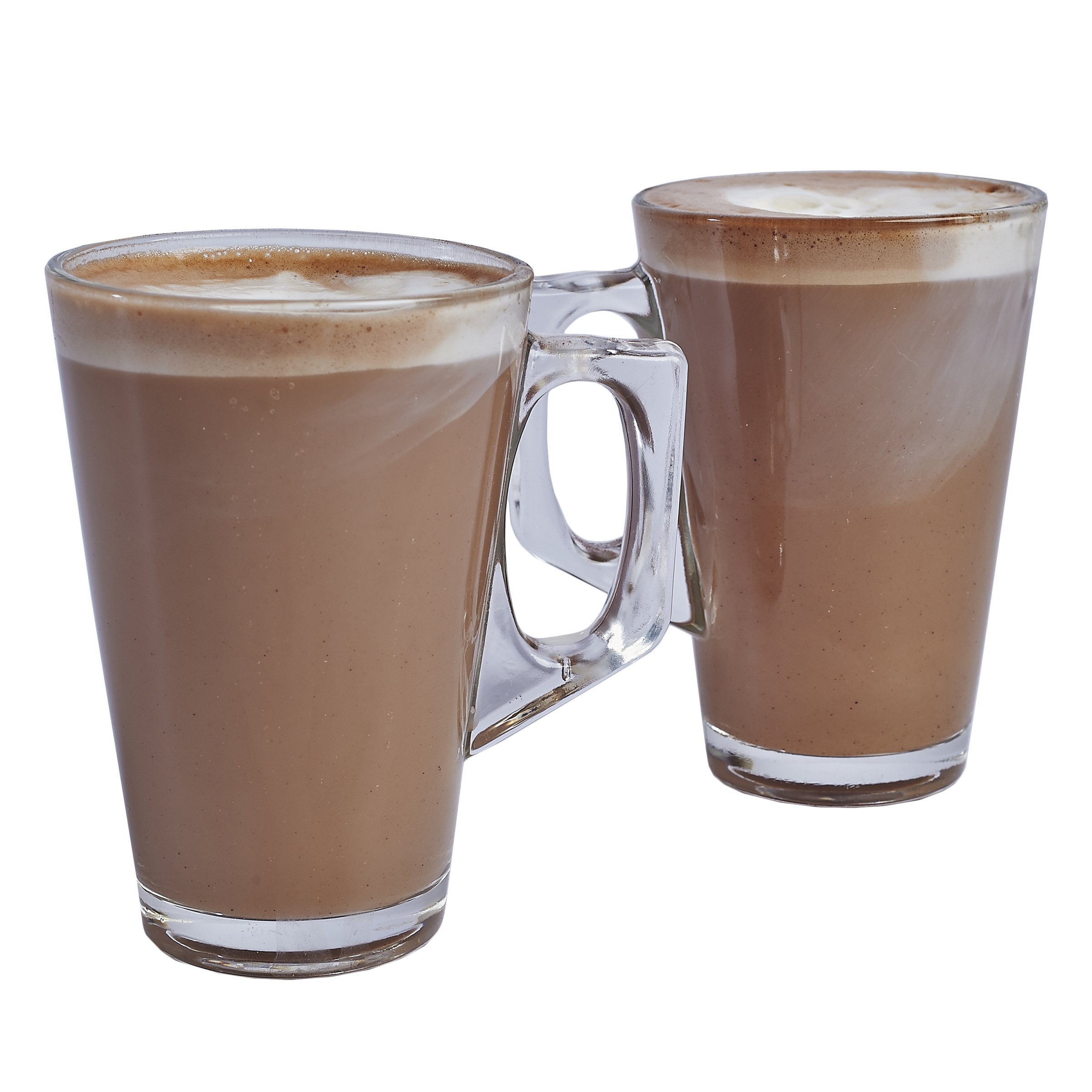 12-Pack Conic Glass Mugs 8.8oz (250ml) - Clear Handled Coffee Cups for Latte, Hot Chocolate & Tea - Perfect for Cafes, Restaurants & Home Use