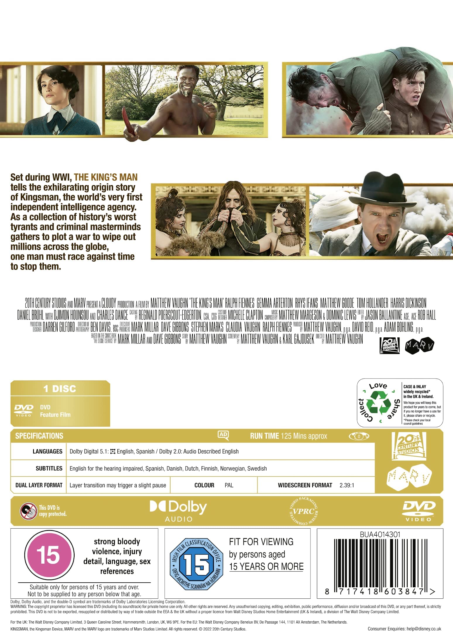 The King's Man [DVD] - Action Spy Movie, Starring Ralph Fiennes - Perfect for Movie Nights & Home Entertainment Collections