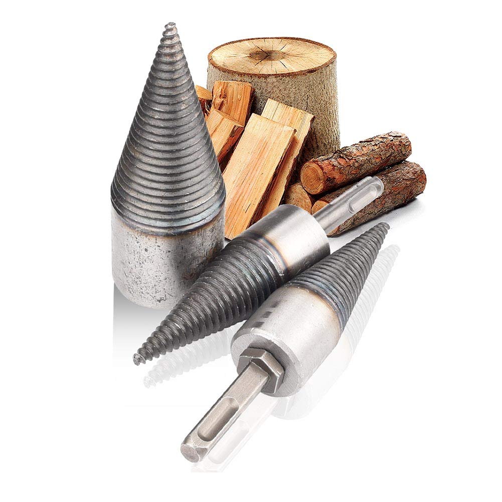 Heavy Duty Firewood Log Splitter Drill Bit - Square Shank Wood Splitter Cone for Hand Drill - Perfect for Camping, Firewood Processing & Outdoor Survival