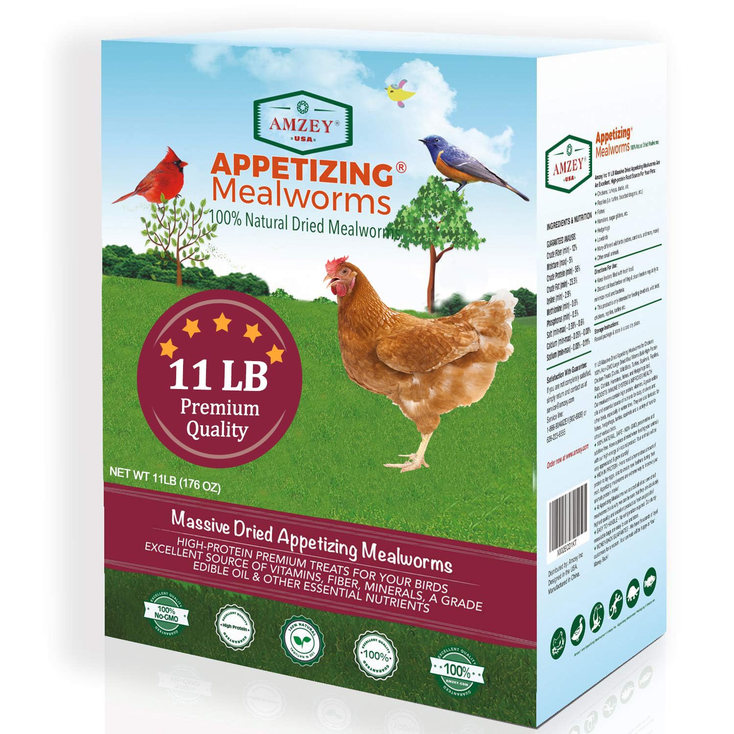 Dried Mealworms 11 LBS - Natural High Protein Feed for Chickens, Birds, Fish | Pet & Poultry Nutrition