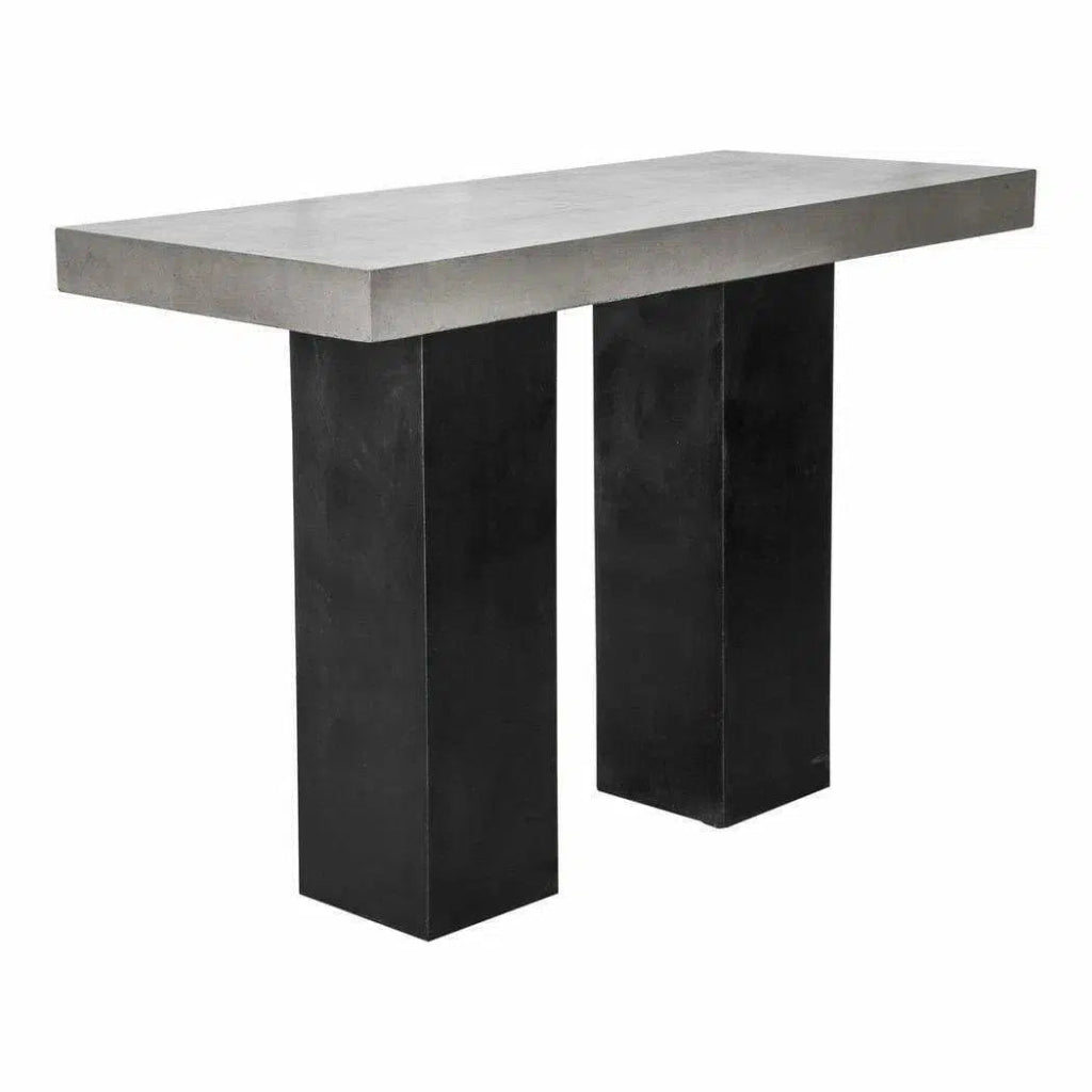 63 Inch Outdoor Bar Table - Modern Grey Patio Dining Set for Backyard, Garden, and Poolside Entertaining