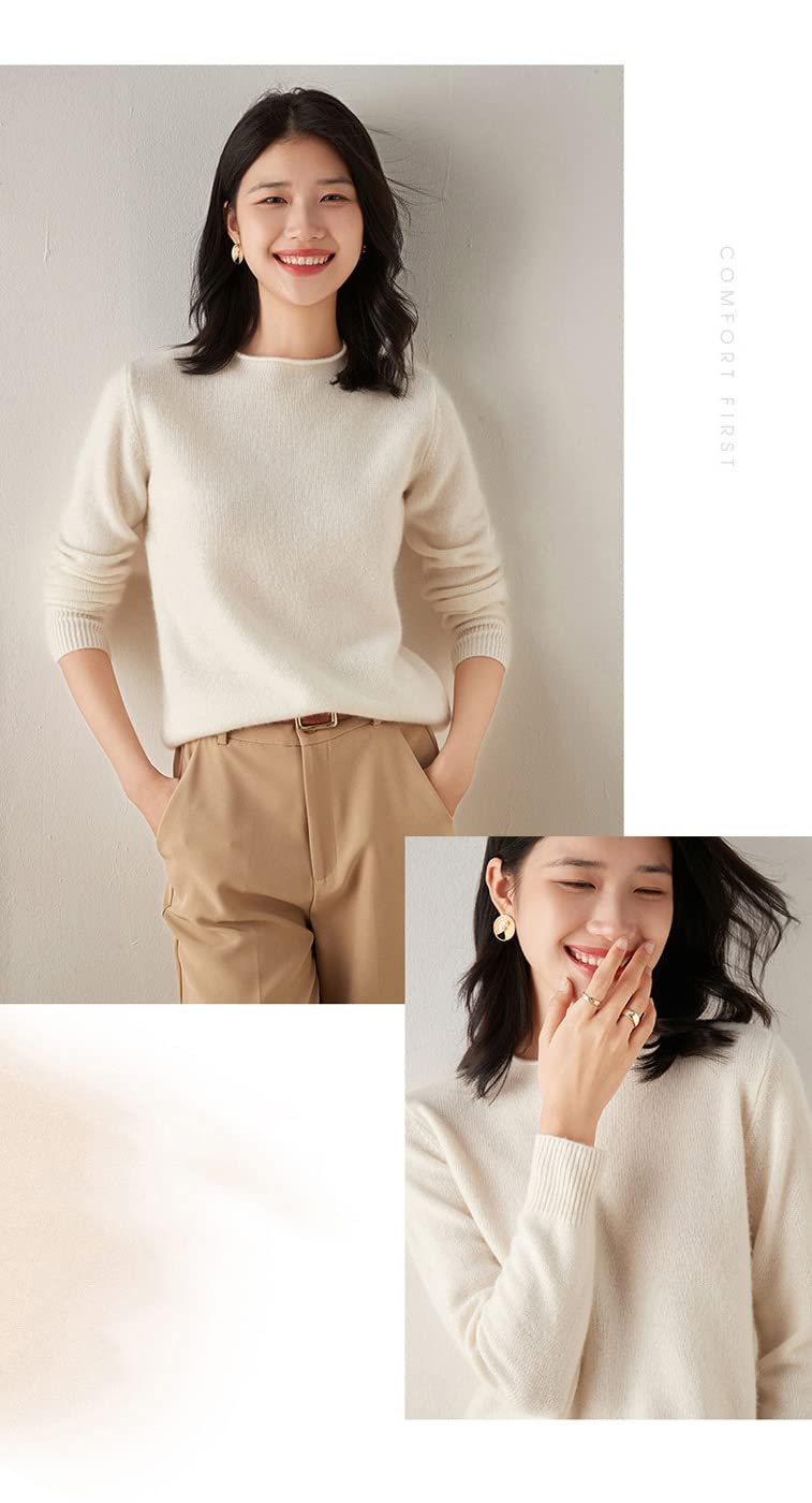 100% Pure Cashmere Women's Boat Neck Sweater - Soft Long Sleeve Pullover Winter Knit Top (White, Large) | Perfect for Office Wear, Date Nights & Holiday Outfits