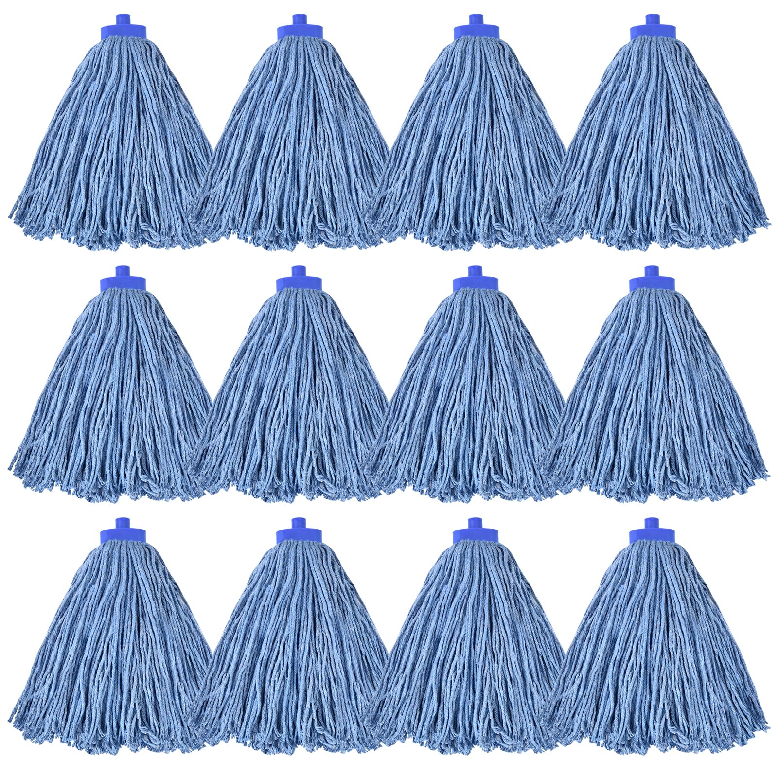 Heavy Duty Cotton Wet Mop Heads (12 Pack) - for Home & Commercial Cleaning
