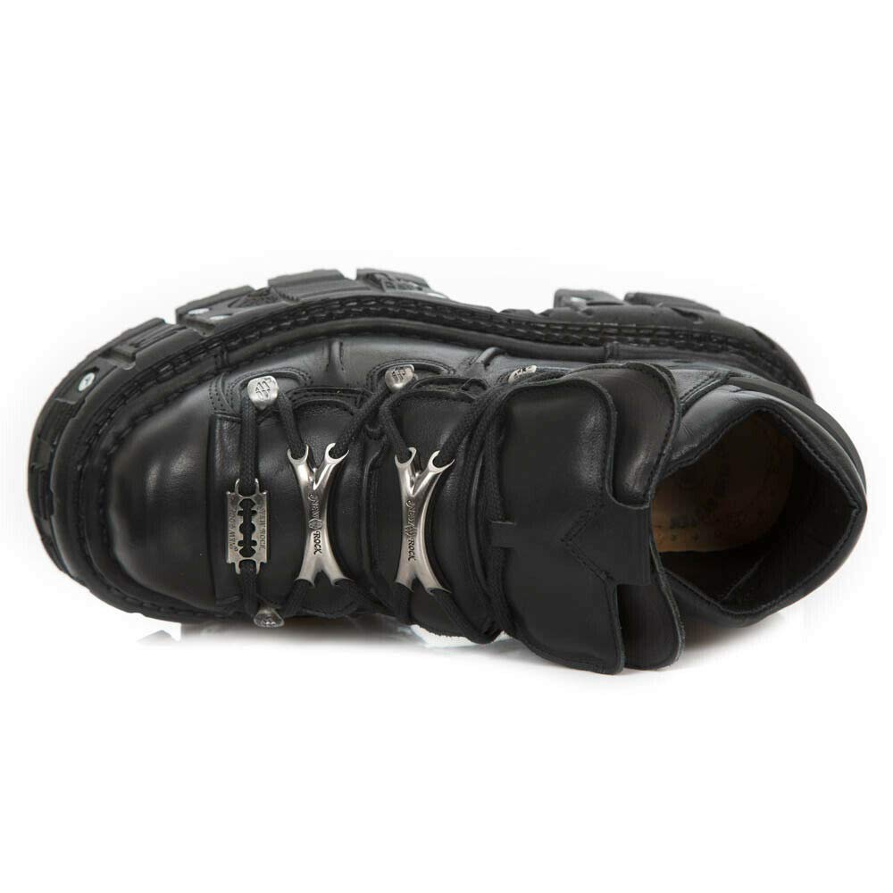 New Rock Unisex TANK 100% Genuine Leather Gothic Punk Platform Ankle Boots - Perfect for Alternative Fashion, Concerts & Night Out