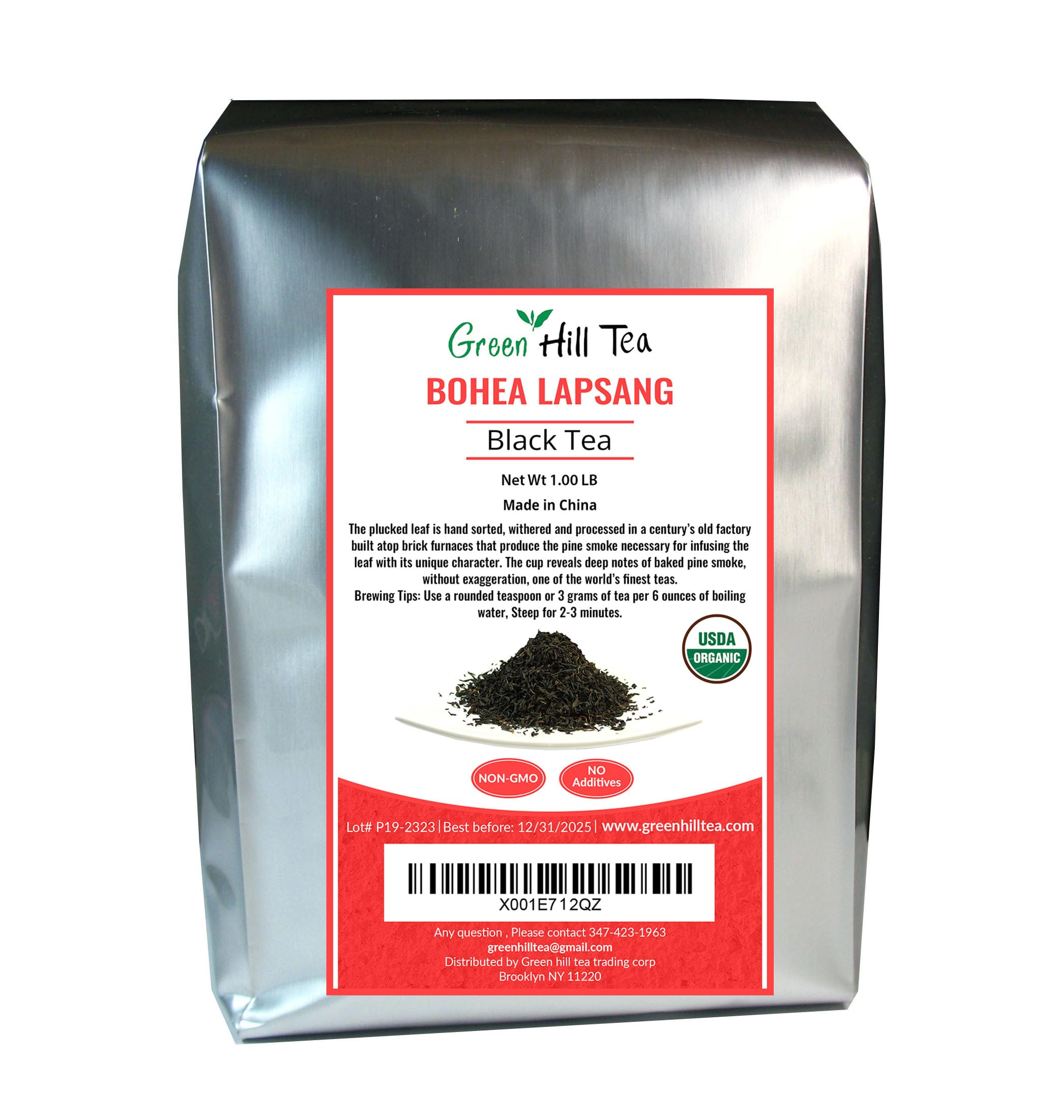 Premium Organic Bohea Lapsang Black Tea - Smoky Rich Aroma Loose Leaf Tea - 1lb Resealable Bag - Perfect for Camping, Relaxation & Gourmet Tea Blends