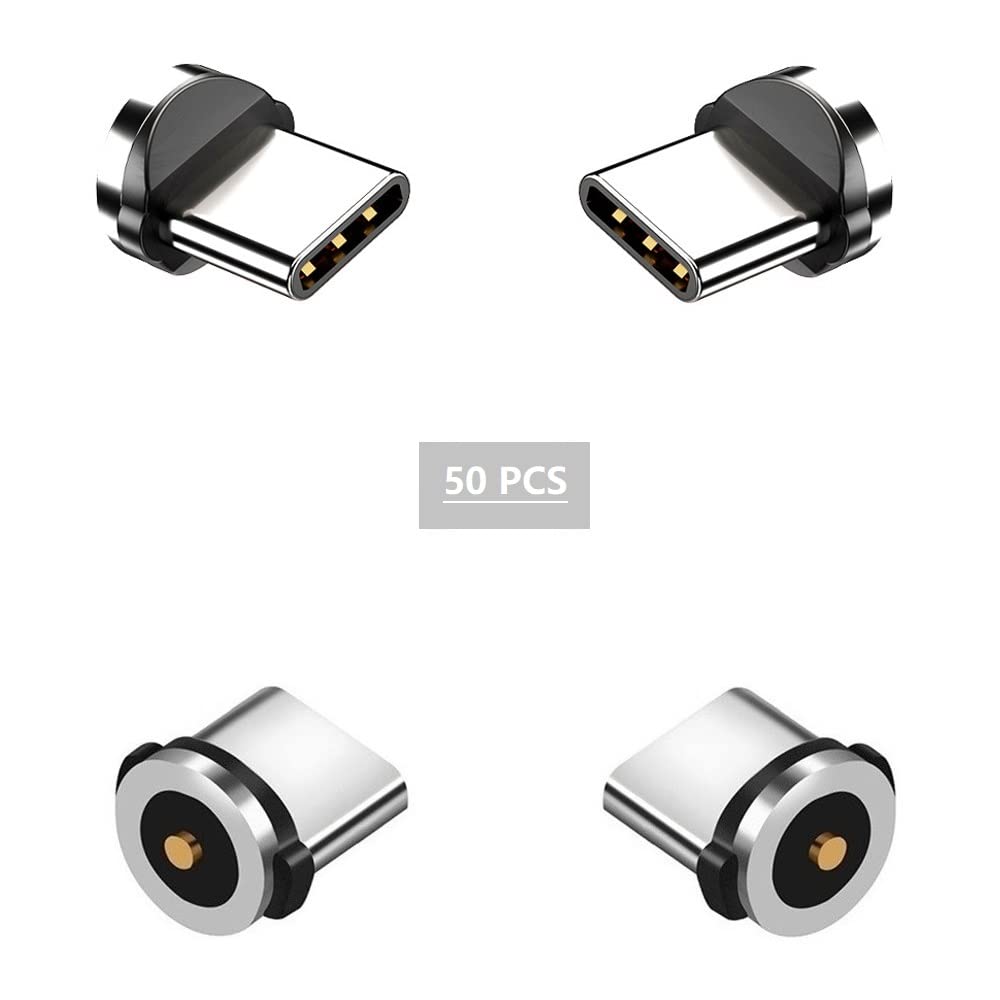50-Pack Magnetic USB-C Charging Tips - Type-C Connector Only (No Cable & Non-Data Transfer) - Perfect for Phones, Tablets & Laptops Charging Stations
