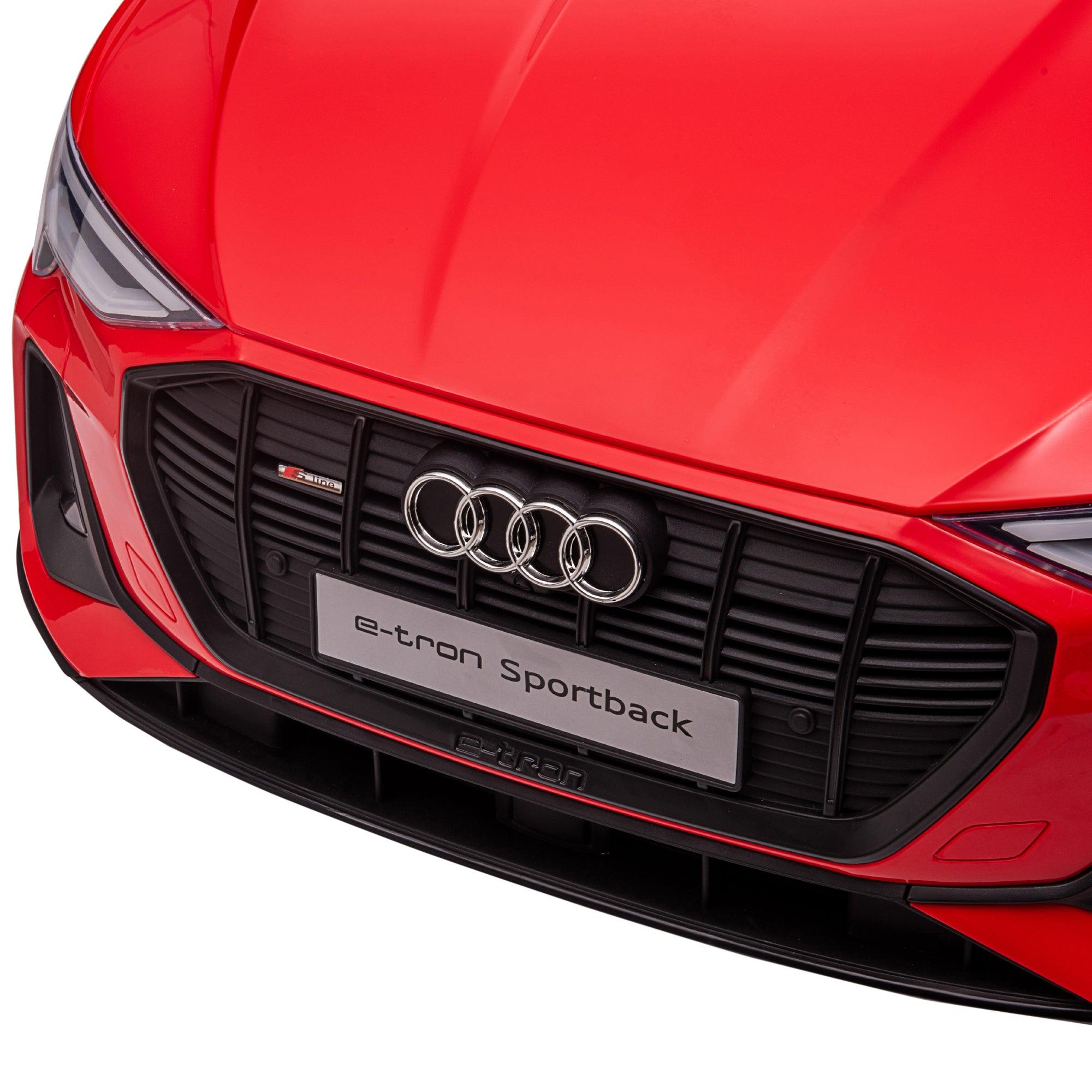 12V Kids Electric Ride-On Audi E-Tron Car - Battery Powered Toy with Parent Remote Control, Safety Belt, LED Lights, Music & Horn - Red - Perfect for Indoor & Outdoor Play, Birthday Gifts, and Family Fun