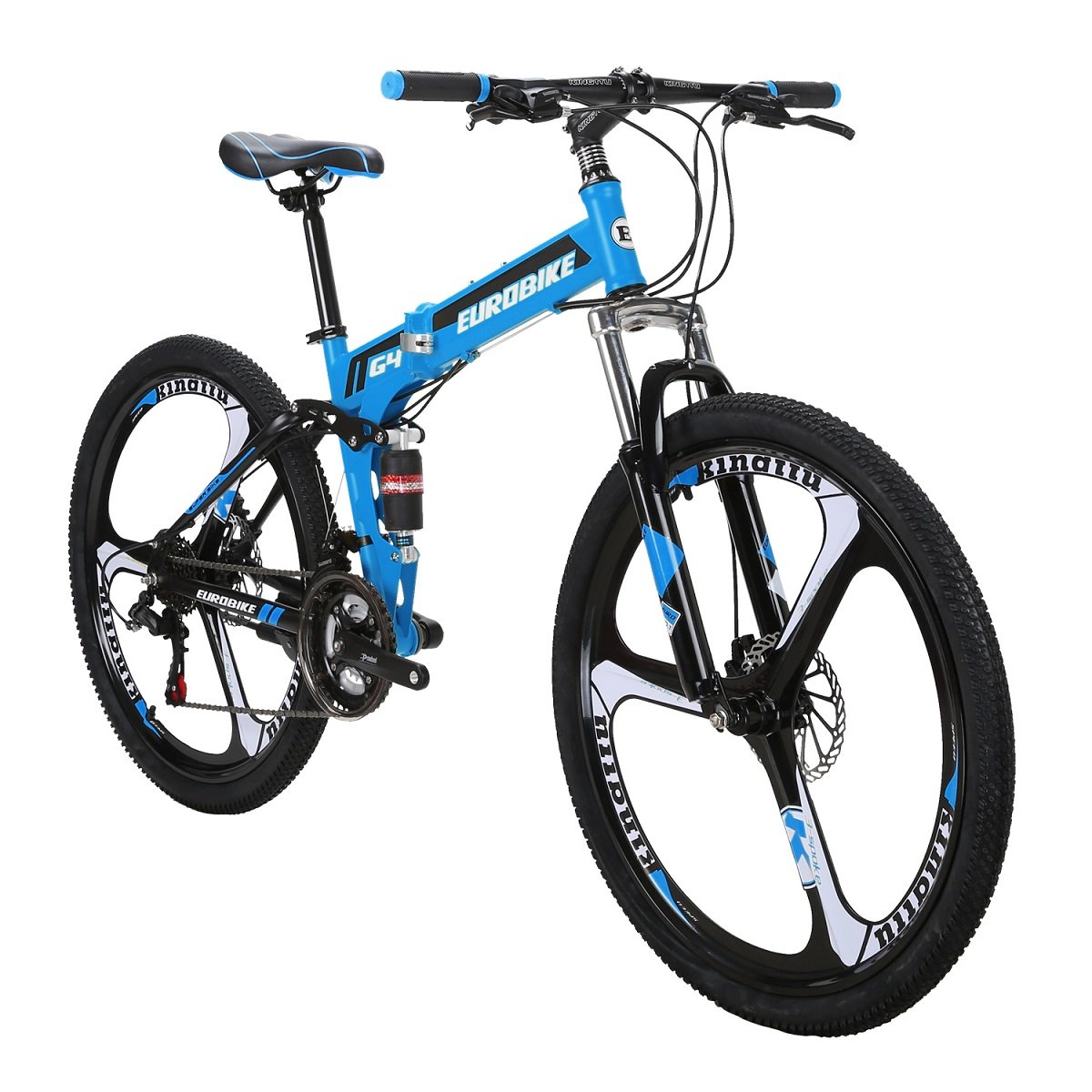 EUROBIKE Folding Mountain Bike for Adults - 26/27.5 Inch TSM G4/G7 Bicycle with Dual Disc Brakes | Commuting, Travel & Outdoor Adventure Bike