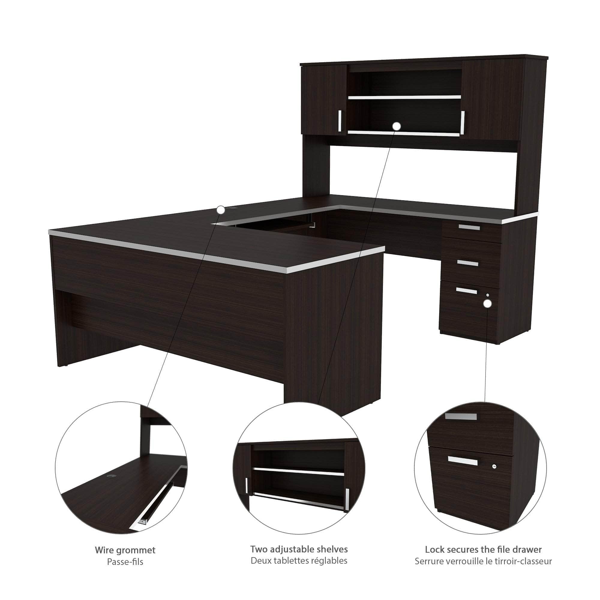 Ridgeley Executive Computer Desk with Hutch, Lateral File Cabinet & Bookcase - 2 Color Options | Home Office & Study Room Furniture for Professionals