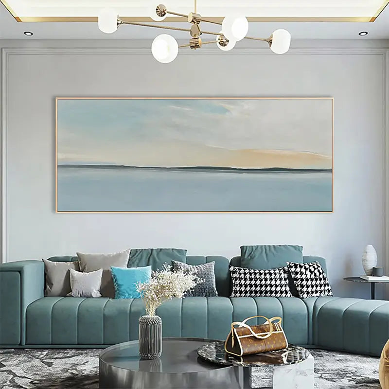 Ocean and Sky Painting - Handmade Canvas Art #OS023 for Home Decor, Office Wall Art, and Living Room Aesthetic
