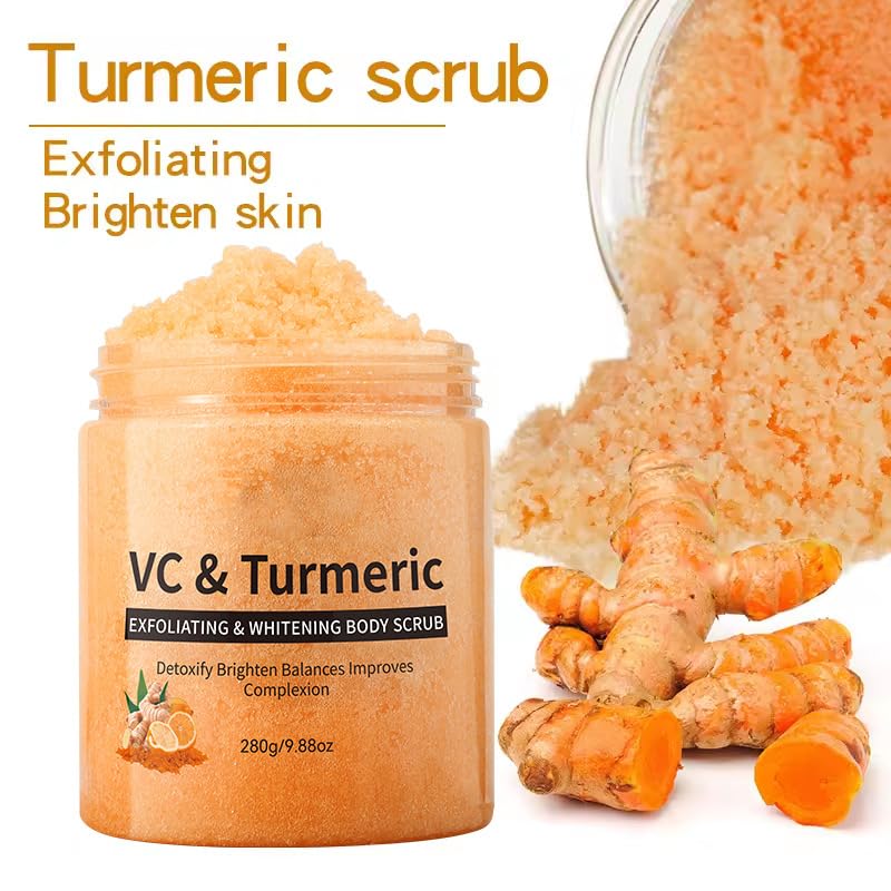 Veenourish Turmeric Glow Salt Scrub - Exfoliating Body Scrub for Smooth Skin | Moisturizing & Deep Cleansing Bath Scrub with Turmeric | Perfect for Spa Day, Dry Skin Care & Self-Care Routine