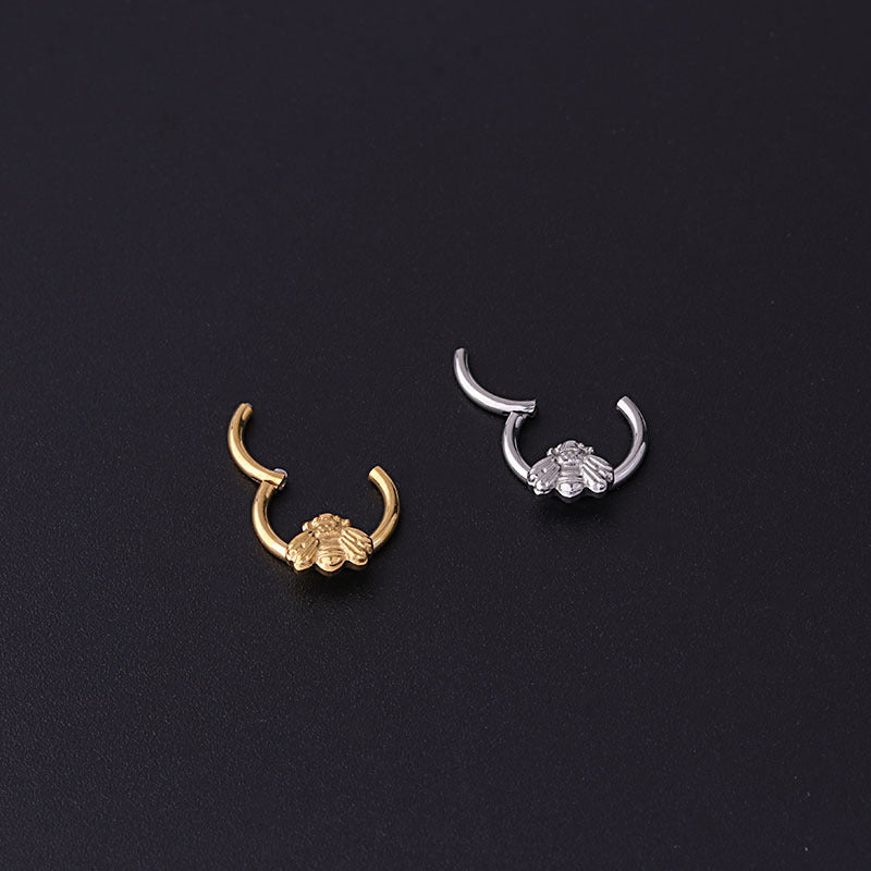 20G Cartilage Labret Back Stud Bee Nose Clicker Septum Ring - Stainless Steel Body Jewelry for Piercing | Perfect for Nose, Ear, Septum & Lip Piercings | HSPJ682