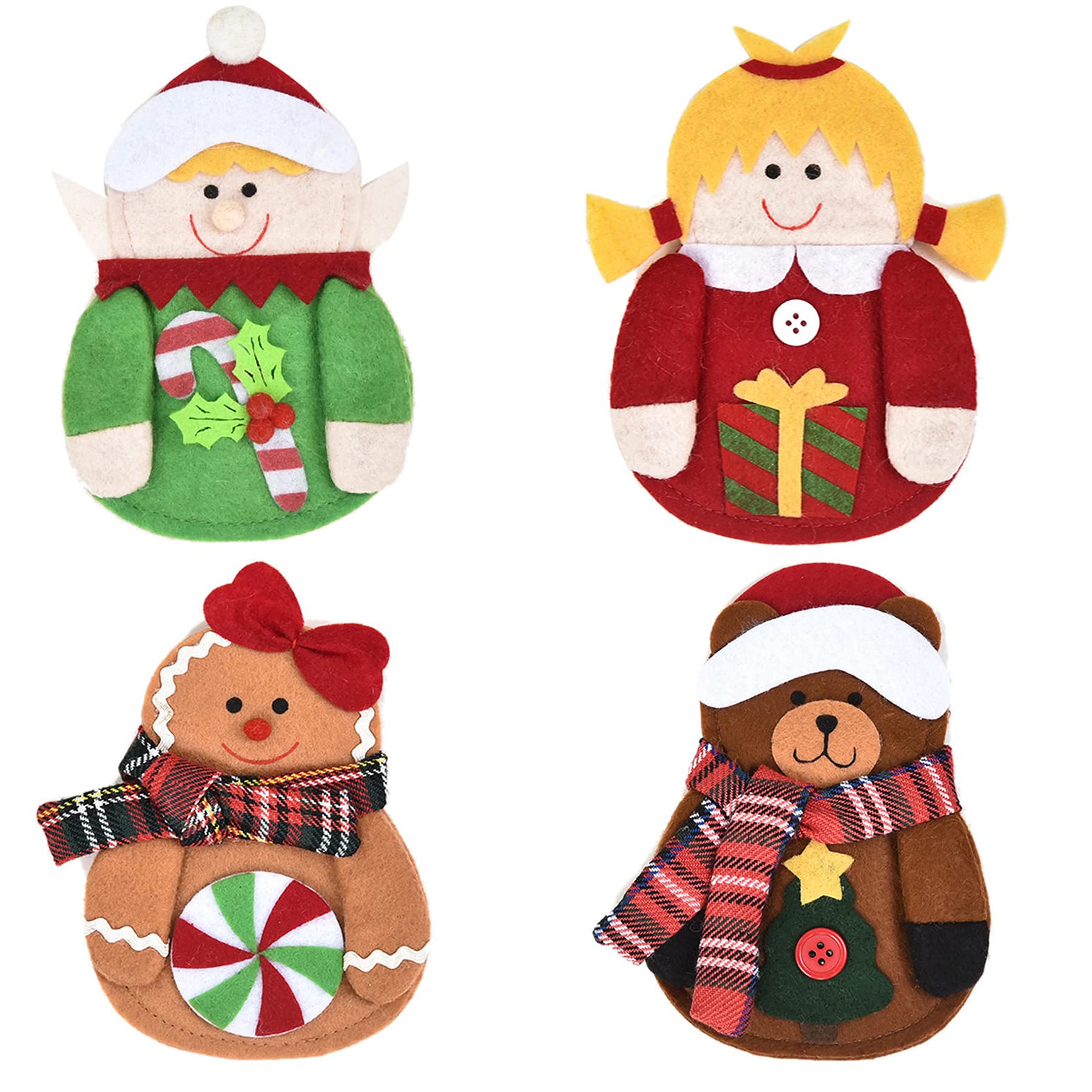 ONNPNN 4-Piece Christmas Tableware Set - Gingerbread Man Cutlery Holders & Storage Pockets for Forks & Knives | Festive Holiday Dinner Decor, Kitchen Accessories & Home Decor for Xmas Parties | Perfect for Christmas Gatherings, Family Dinners & Holiday Table Settings