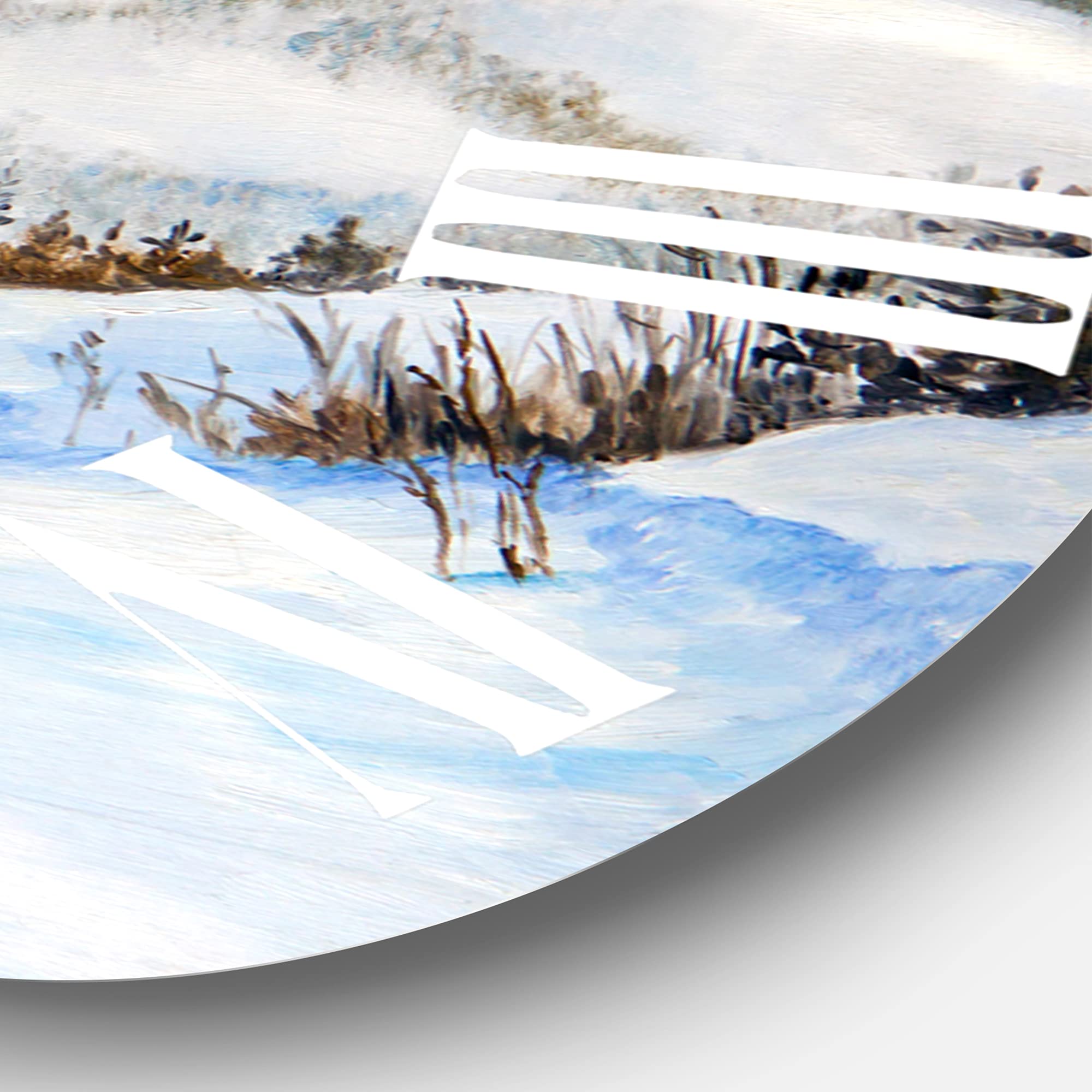 DesignQ Traditional Wall Clock - Winter Landscape with Snow-Capped Mountains - Large Nature-Themed Wall Clock for Bedroom, Living Room & Office Decor - Perfect for Home, Office & Gift Giving