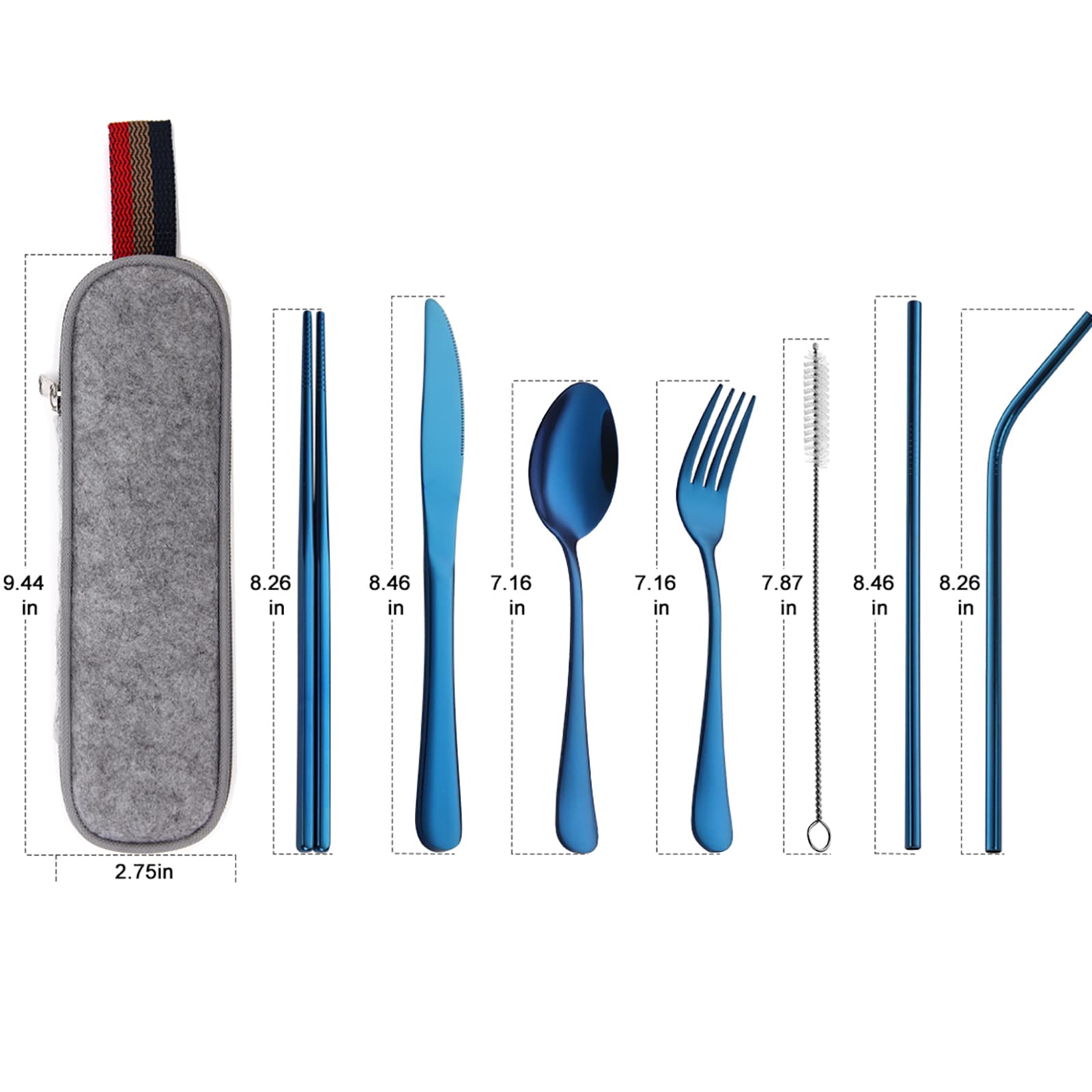 DEVICO 8-Piece Portable Cutlery Set - Stainless Steel Utensils for Travel & Camping