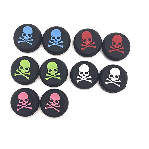 2PCS Silicone Cat Skull Thumb Grip Caps - Gamepad Joystick Cover for PS3, PS4 Slim/Pro, Xbox One/360 Controllers - Non-Slip Grip & Protection - Perfect for Gaming, Cosplay & Halloween Decor (Skull Design - 10PCS)