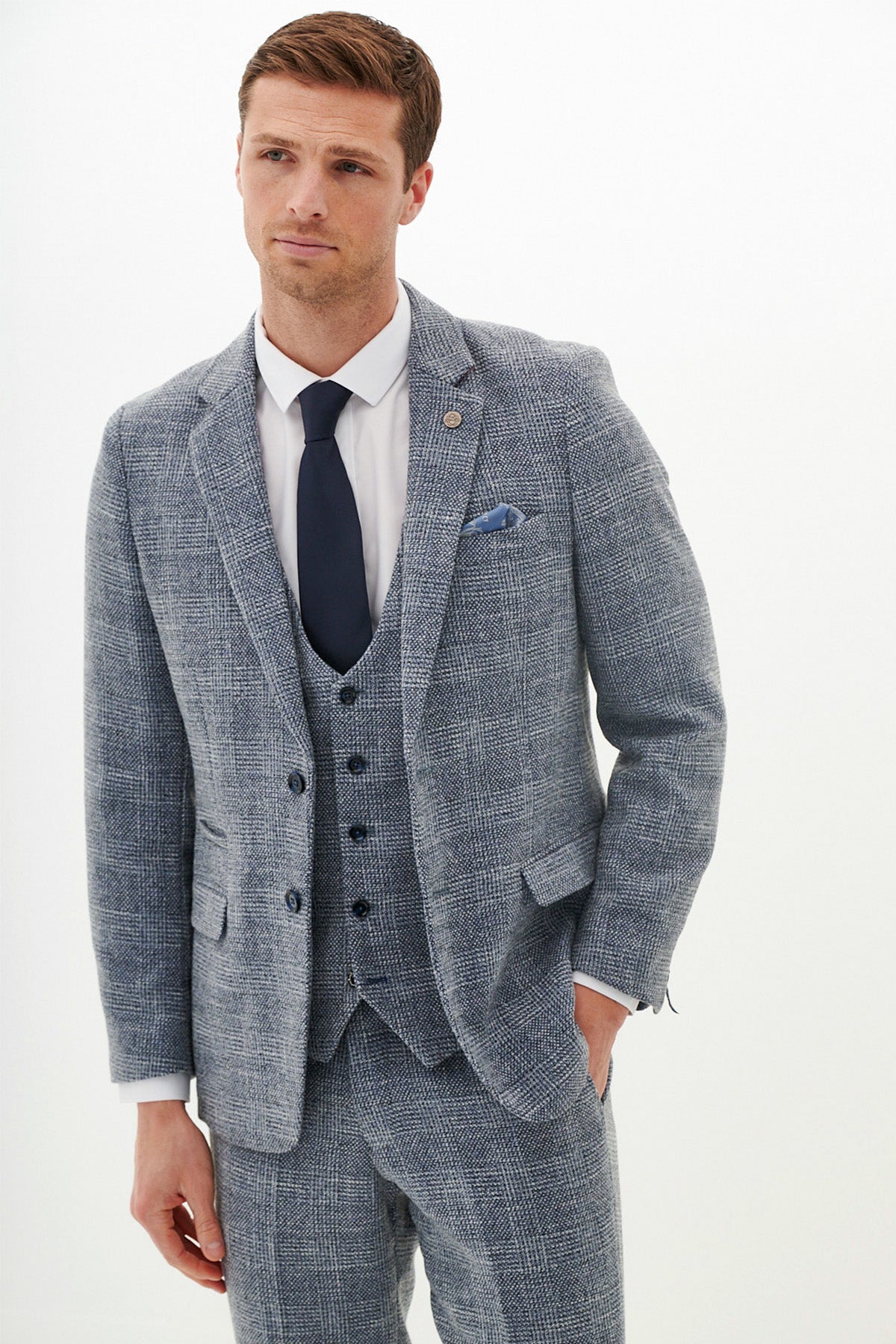 Tim Iroegbunam Everton FC Tweed Suit in Kris Sky Blue - Official Football Club Collection - Perfect for Matchdays & Fan Events