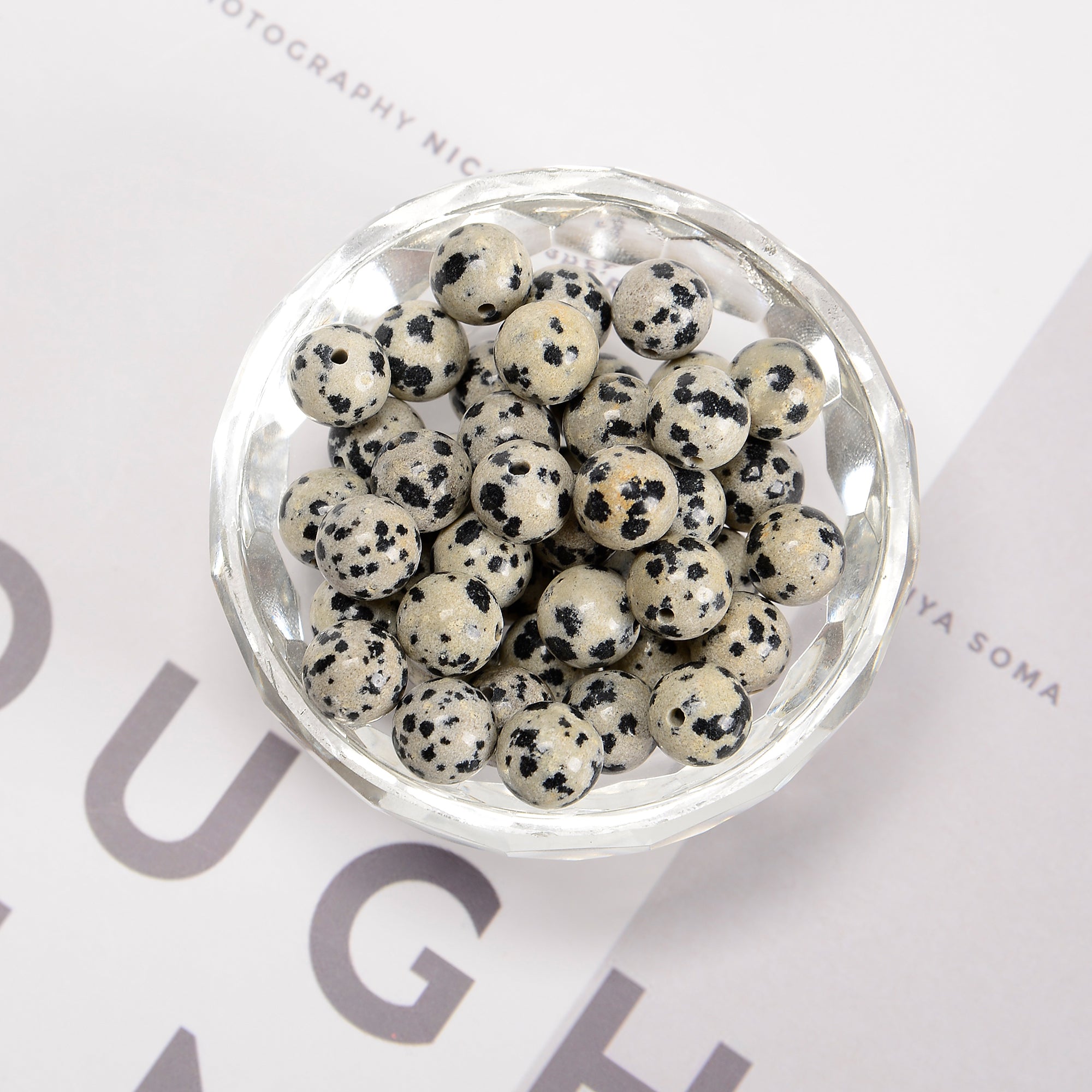 Dalmatian Jasper Smooth Round Beads 4mm 6mm 8mm 10mm 12mm - 15.5 Inch Strand for Jewelry Making, DIY Bracelets, Necklaces & Healing Crystal Crafts