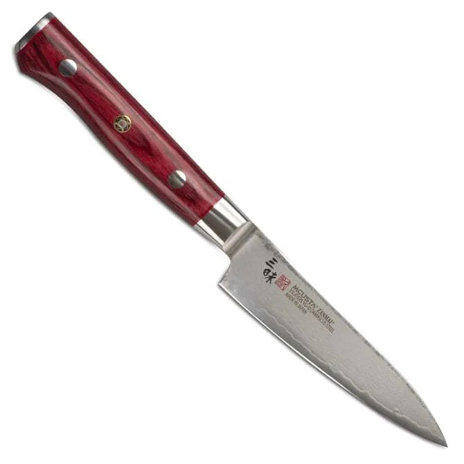 Premium Zanmai Damascus Flame Petty Utility Knife - Japanese VG-10 Steel Blade, Ergonomic Handle - Perfect for Home Kitchen, Sushi Preparation & Fruit Cutting