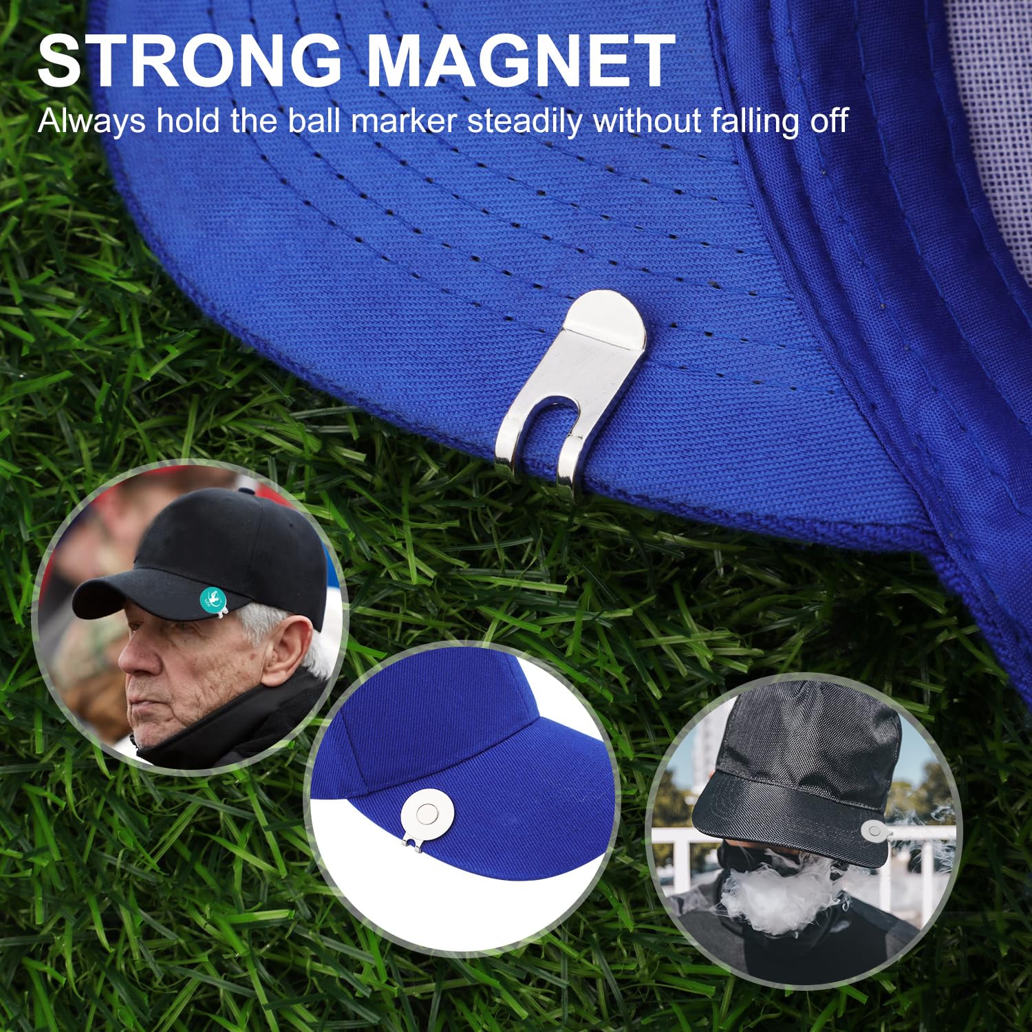 6pcs Magnetic Golf Ball Marker Hat Clips - Strong Metal Ball Marker Holder for Golf Hats, Caps, Pants, Gloves & Belts - Perfect Golf Accessories Gift for Men & Women - Ideal for Golf Tournaments & Practice Sessions