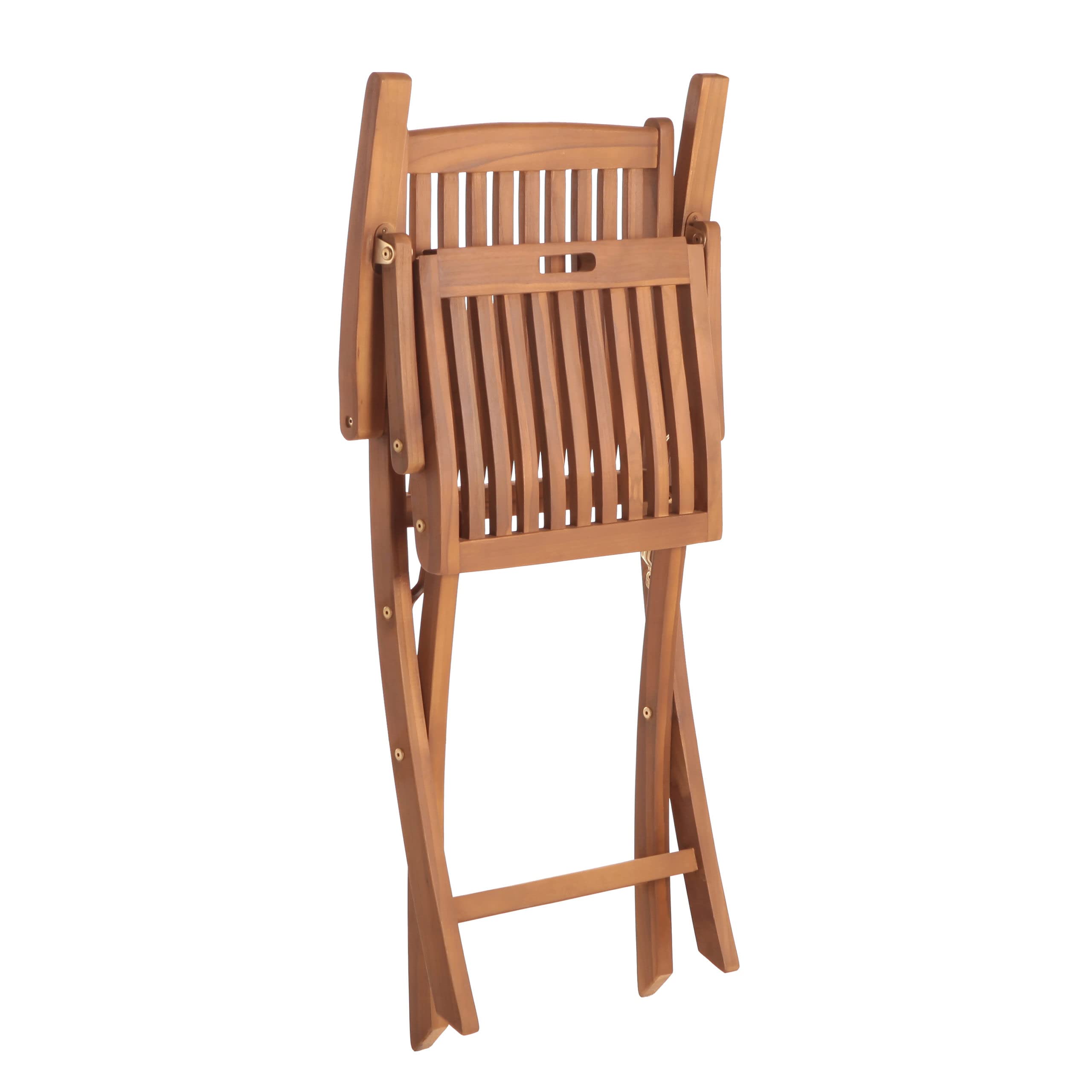 Nordic Style Folding Chair with Armrests - Lightweight Portable Indoor Outdoor Patio Furniture for Dining, Balcony, Camping & Picnic - Comfortable Brown Wooden Chair for Home, Garden & Travel Use