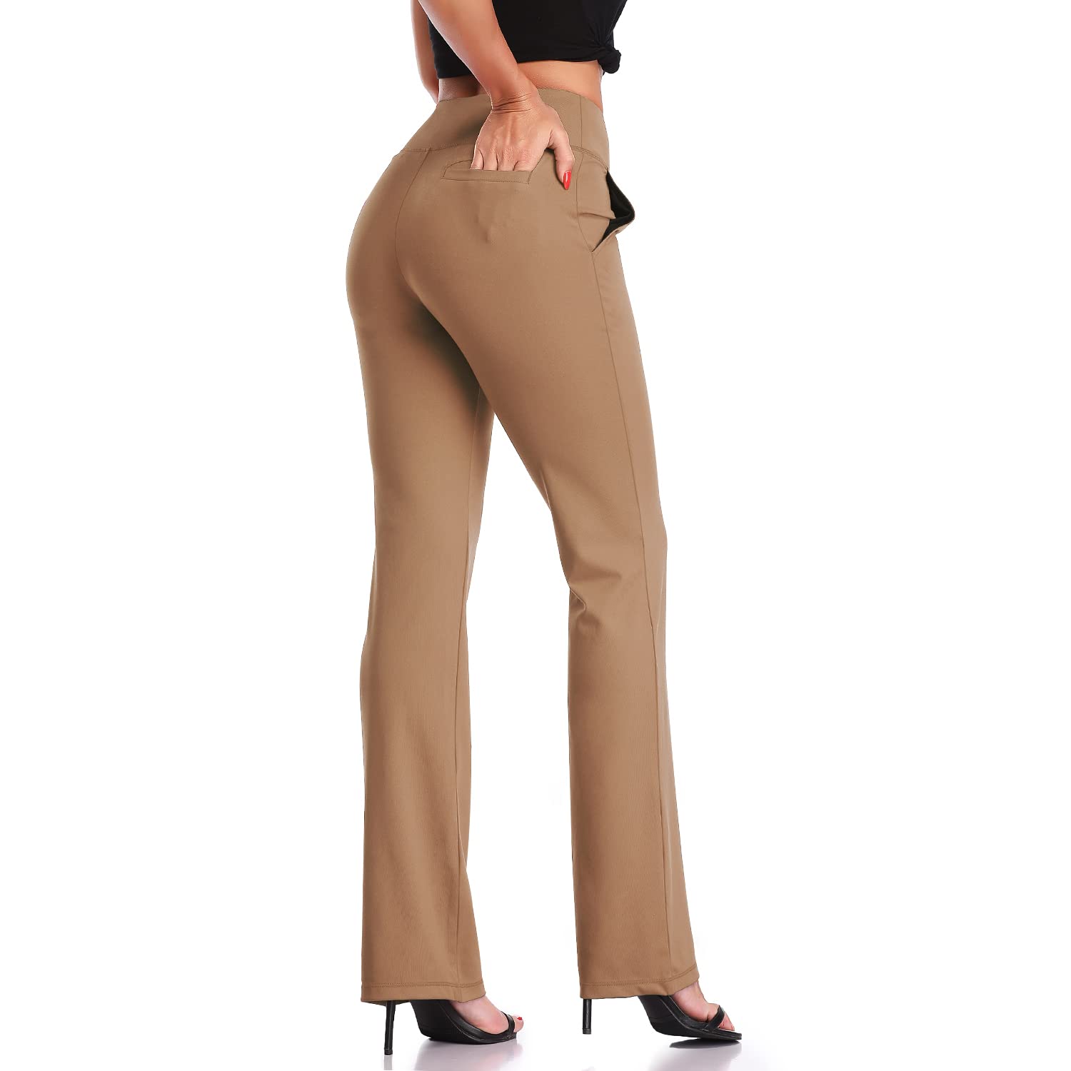 DAYOUNG Women's Bootcut Yoga Pants - High Waist Tummy Control Workout Leggings with 4-Way Stretch | Perfect for Yoga, Gym & Casual Wear