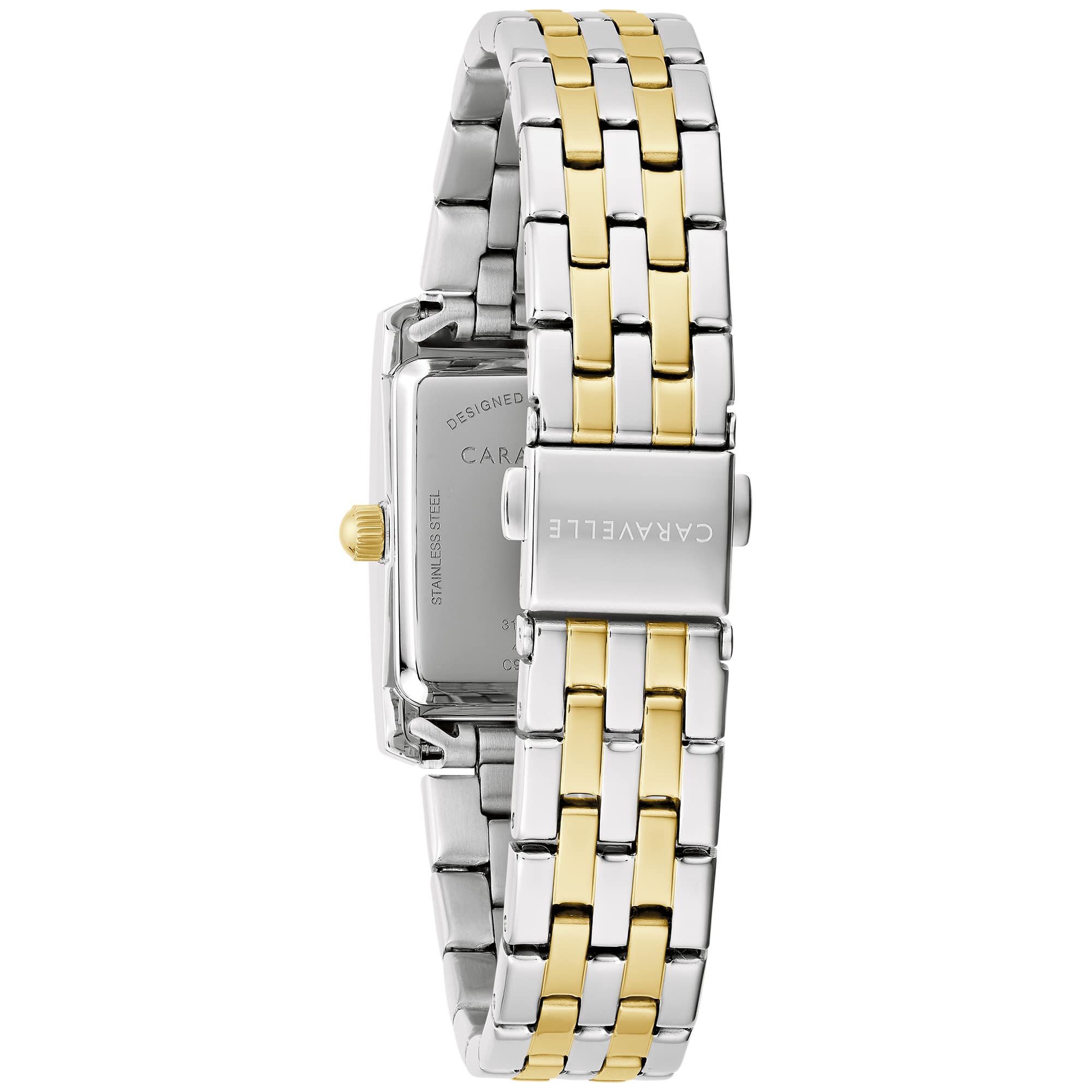 Caravelle by Bulova Women's Classic Crystal Quartz Watch with Roman Numerals - Rectangle Stainless Steel Case, Curved Mineral Glass - Perfect for Office, Business Meetings & Formal Events