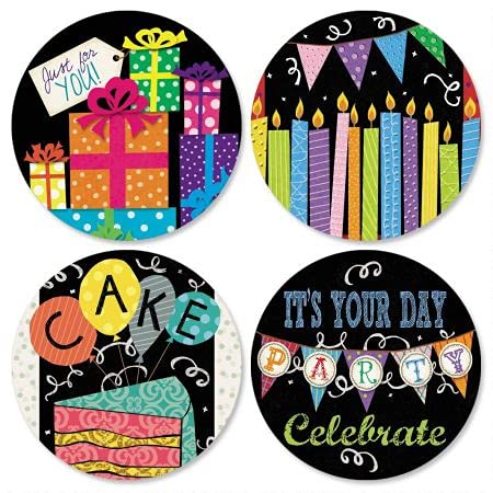 Susan Winget Cake and Candles Seals - Set of 24 (4 Designs), 1.5 Inch Diameter Wax Seals for DIY Scrapbooking, Wedding Invitations & Gift Wrapping