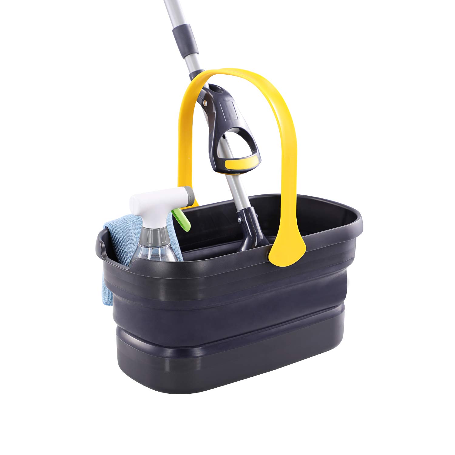 Yocada 10L (2.6 Gallon) Collapsible Plastic Mop Bucket - Foldable Cleaning Washing Basket for Sponge, Flat & Cotton Mops - Ideal for Home, Kitchen, Bathroom, and Outdoor Cleaning Tasks