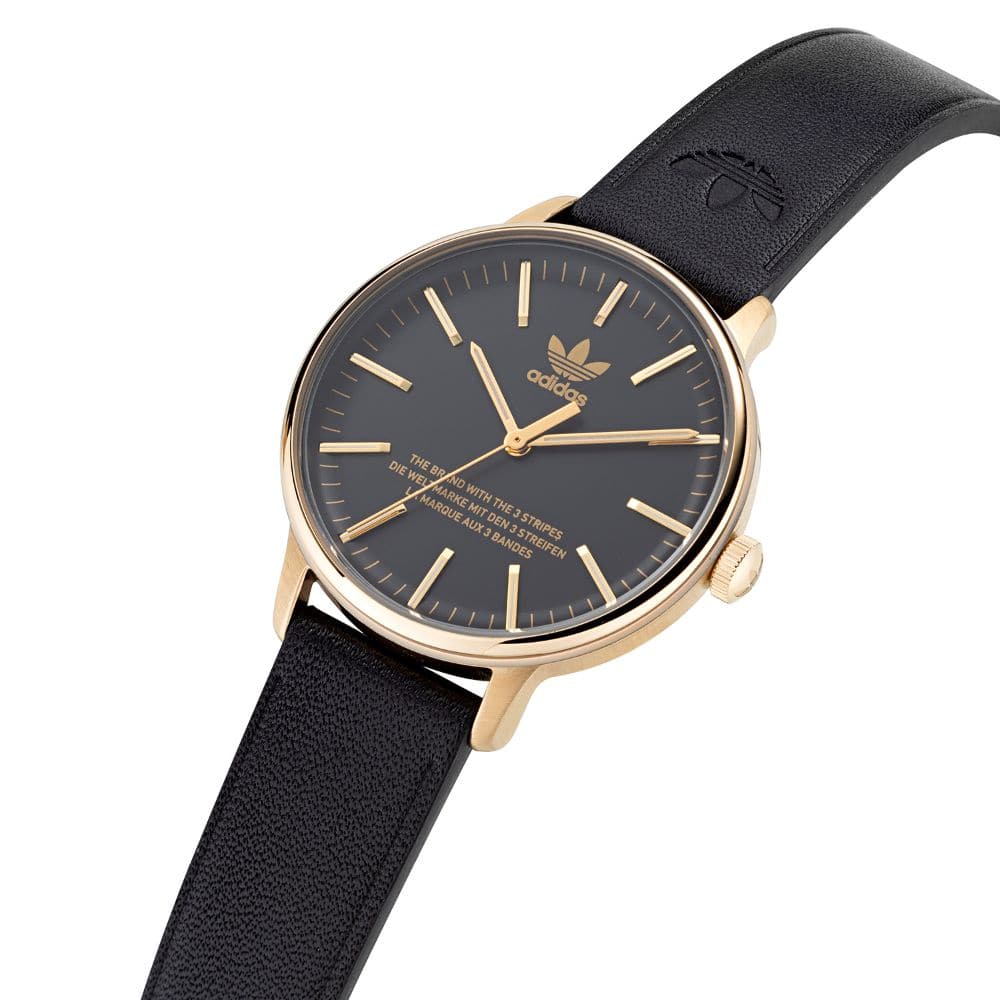Adidas Women's Black Leather Strap Watch AOSY22574 | Fashionable & Durable Timepiece for Everyday Wear, Office & Casual Outfits