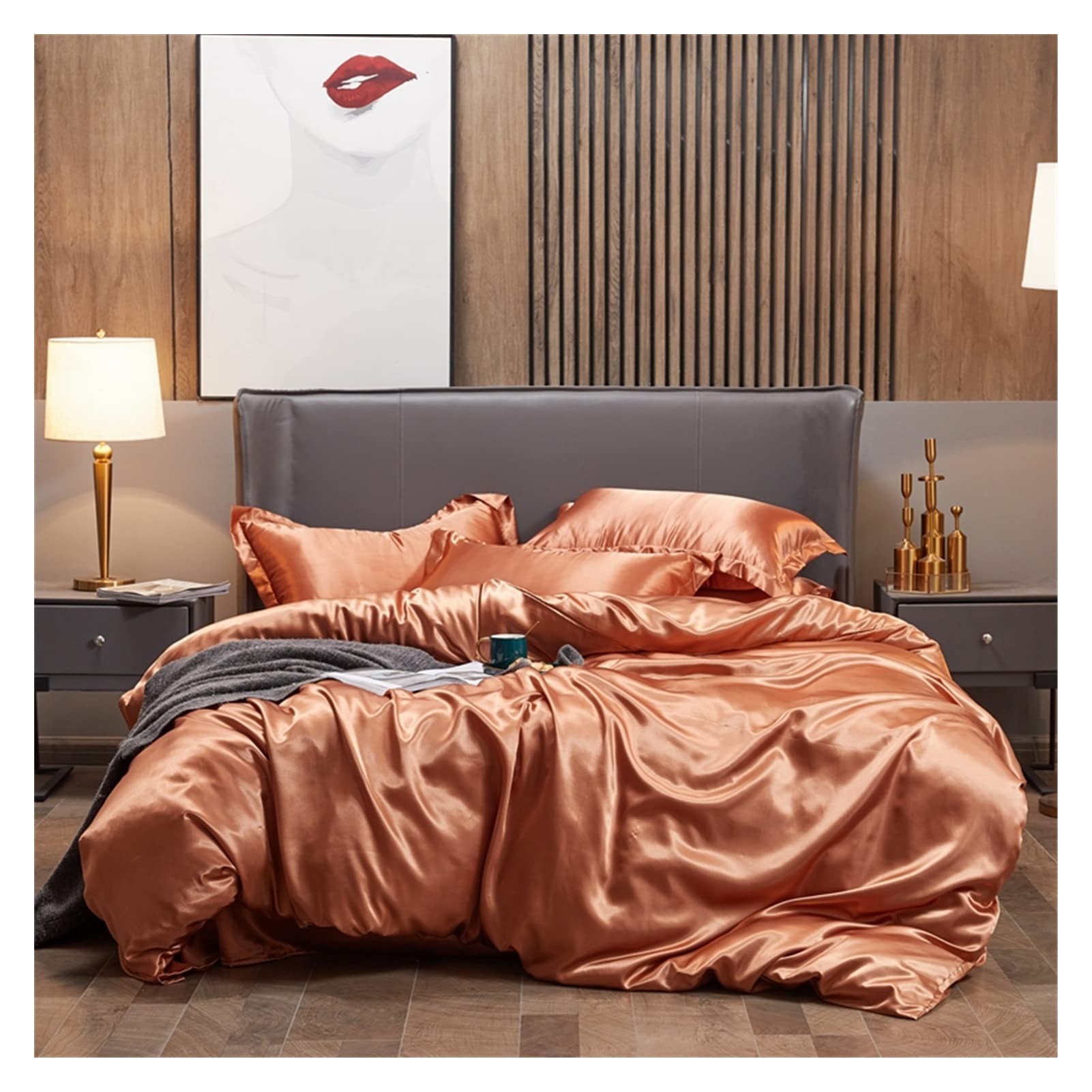 TOMYEUS Luxury Rayon Satin Duvet Cover Set - 3/4/5 Piece Bedding Set with Zipper Closure - Twin/Full/Queen/King Size - Soft Solid Color Comforter Cover for Bedroom Decor & Hotel Style Bedding - Perfect for Master Bedroom, Guest Room & Vacation Homes