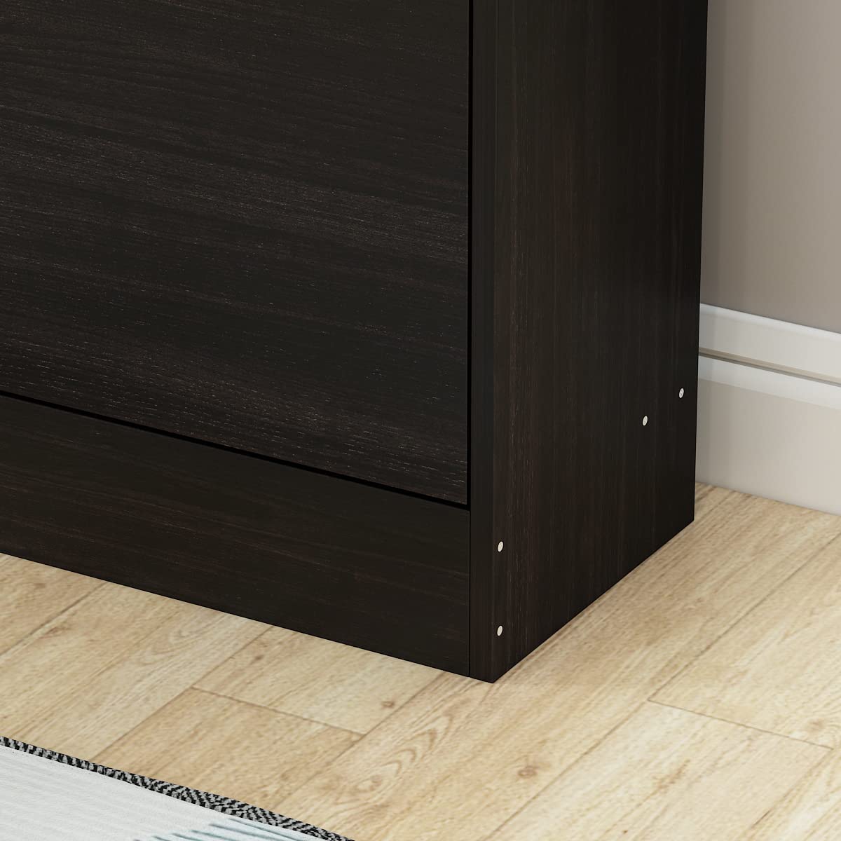 Hitow 3-Tier Flip Drawer Shoe Storage Cabinet - Freestanding Narrow Shoe Rack with Adjustable Shelf for Small Spaces - Entryway Shoe Organizer in Black Brown (23.6