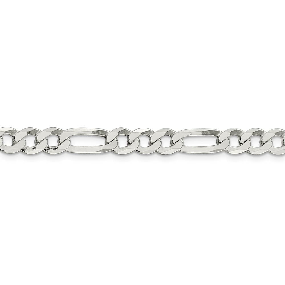 7mm Sterling Silver Figaro Chain Bracelet - Elegant & Stylish for Daily Wear
