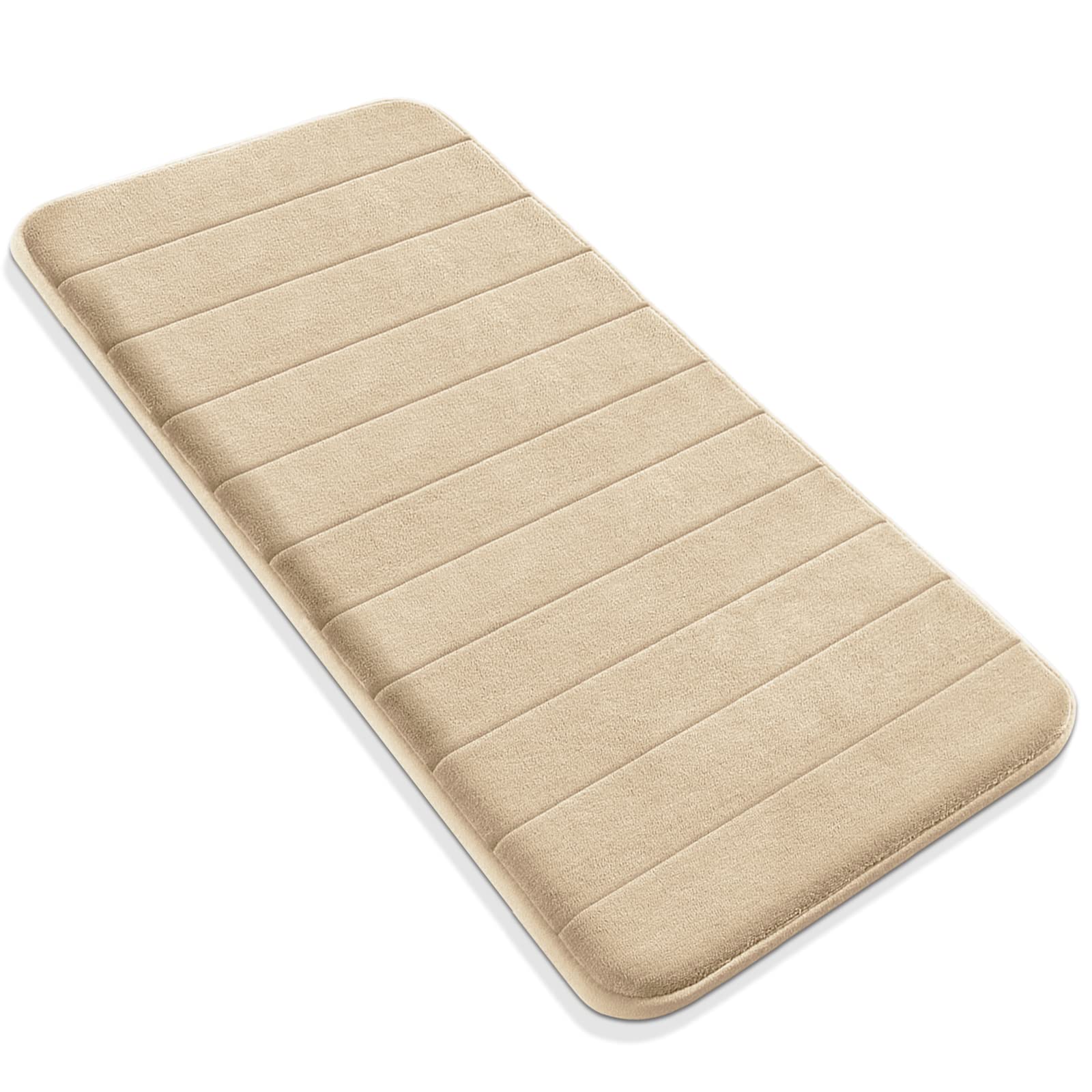 Yimobra Memory Foam Bath Mat 44 x 24 Inches - Ultra Soft & Absorbent Non-Slip Bathroom Rug - Machine Washable, Quick-Drying & Thick Floor Mat for Shower, Bathtub & Bathroom Safety (Beige)