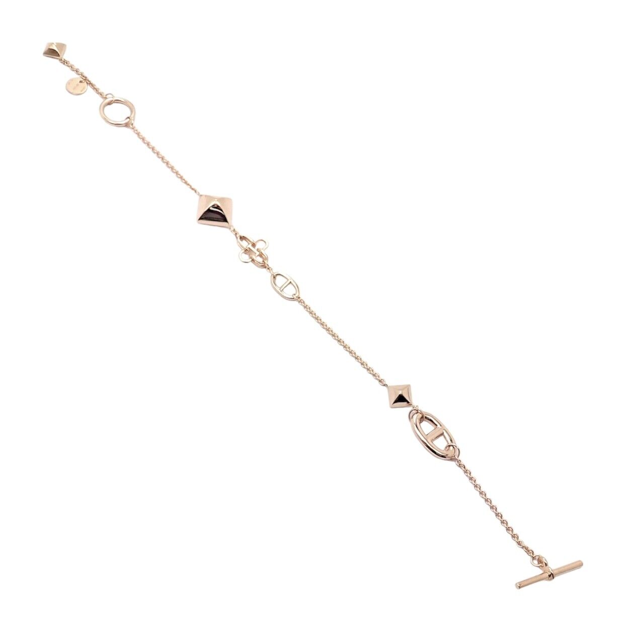 Authentic Hermes 18K Rose Gold Signature Iconic Logo Link Toggle Bracelet - Luxury Fashion Jewelry for Women, Perfect Gift for Birthday, Anniversary & Special Occasions