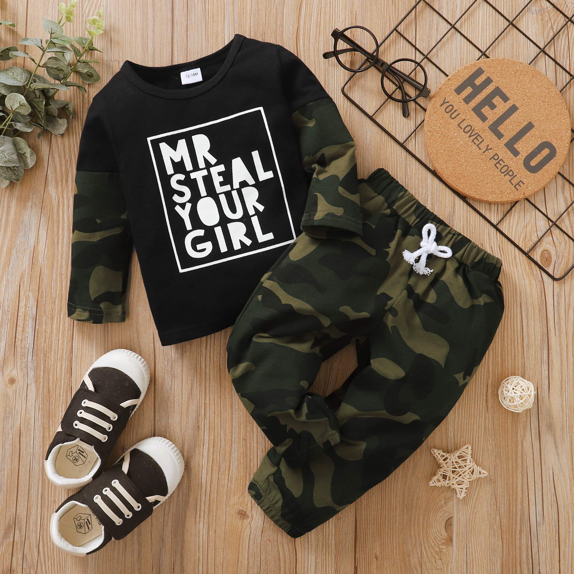 Kucnuzki Baby & Toddler Boys Fall Winter Outfits - Long Sleeve Shirt & Sweatshirt with Pants Set - Warm Kids Clothing for Playdates & Outdoor Activities