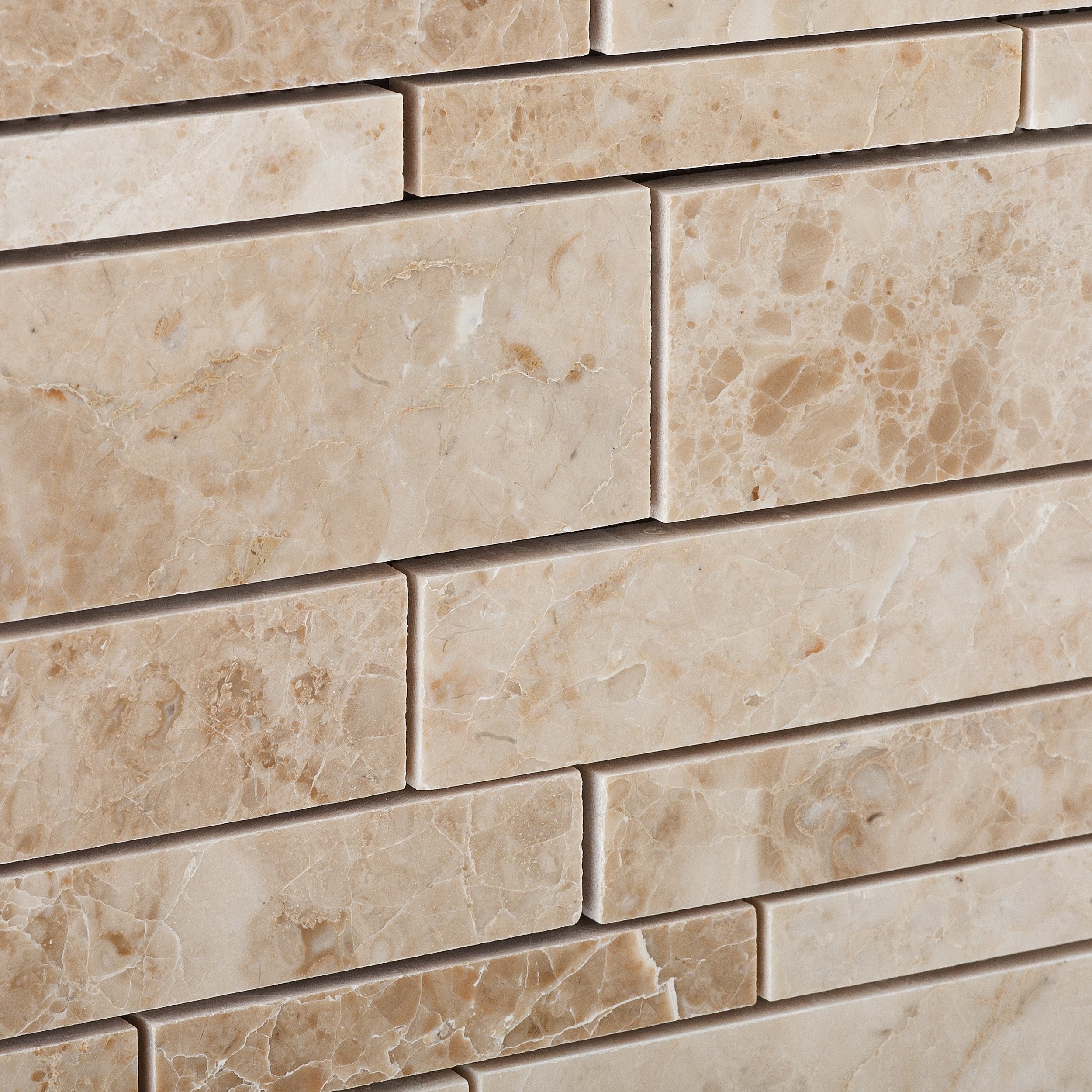Premium Cappuccino Marble Mosaic Tiles - 5 Sheets of Random-Strip Polished Tile for Kitchen Backsplash, Bathroom Wall & Flooring - Natural Stone Home Decor